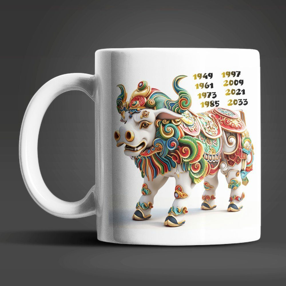 WS-Trend Tasse Ochse Chinesisches Jahres Sternzeichen Tasse Kaffeetasse Teetasse, Keramik