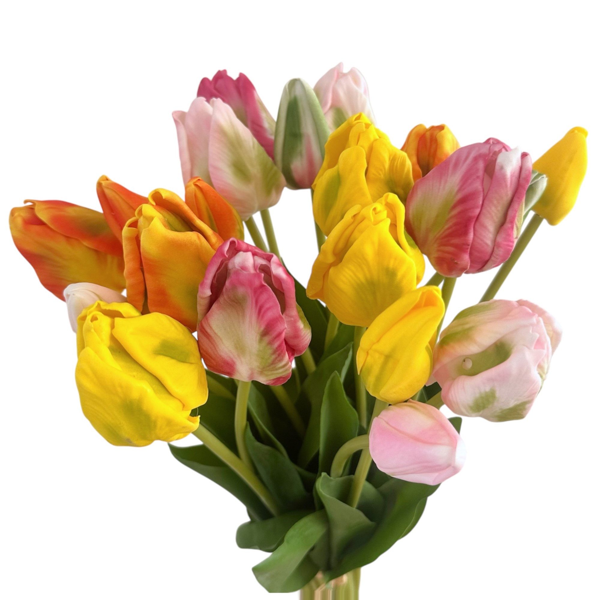Kunsttulpe Künstlicher Papageien-Tulpen-Strauß mit 20 Blüten. Blumenstrauß. 48cm, naninoa GmbH, Höhe 48.00 cm