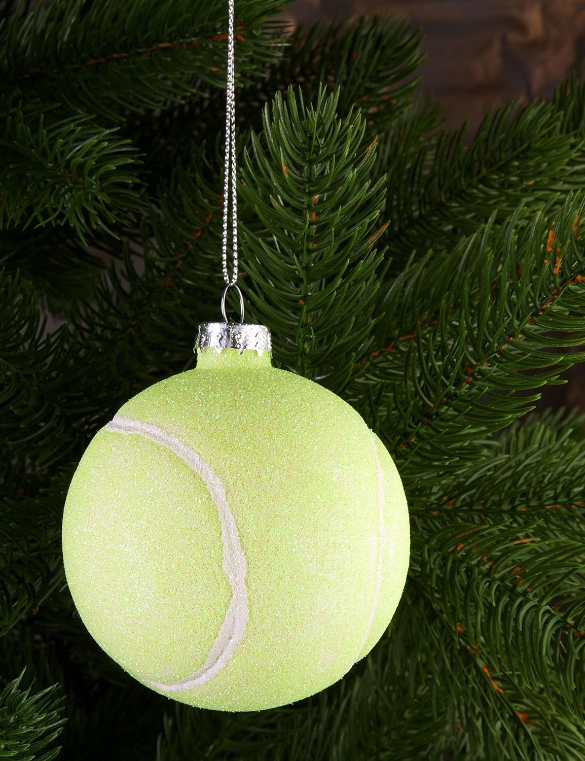BRUBAKER Weihnachtsbaumkugel Tennisball - Handbemalte Anhänger Weihnachtsdeko Christbaumschmuck 8 Tennisspieler - Baumkugel - cm St), Weihnachtskugel Tennis für Deko - Glas (1