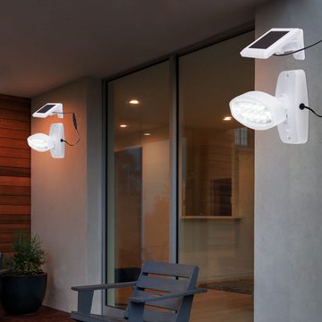 Globo LED Solarleuchte, LED-Leuchtmittel fest verbaut, Kaltweiß, Tageslichtweiß, Solar Außenwandlampe Bewegungsmelder Fassadenleuchte LED Strahler 3x