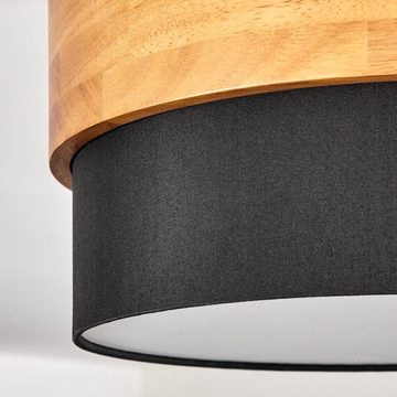 hofstein Deckenleuchte »Campitello« Deckenlampe, Metall/Holz/Stoff, Nickel-matt/Natur/Schwarz, ohne Leuchtmittel, Leuchte im skandinavischen Design, Ø28cm, 2xE14, Weiß