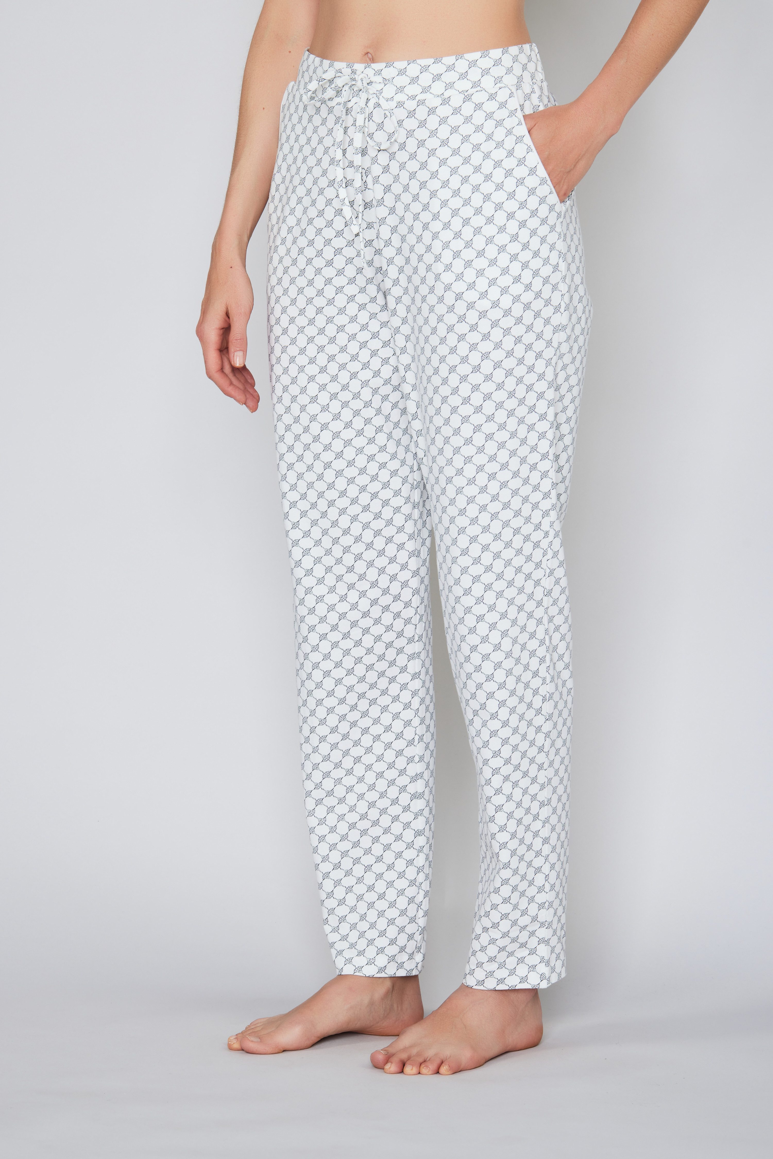 JOOP! Pyjamahose Cosy mit Tunnelzug und Bindeband, Cornflower-Allover günstig online kaufen