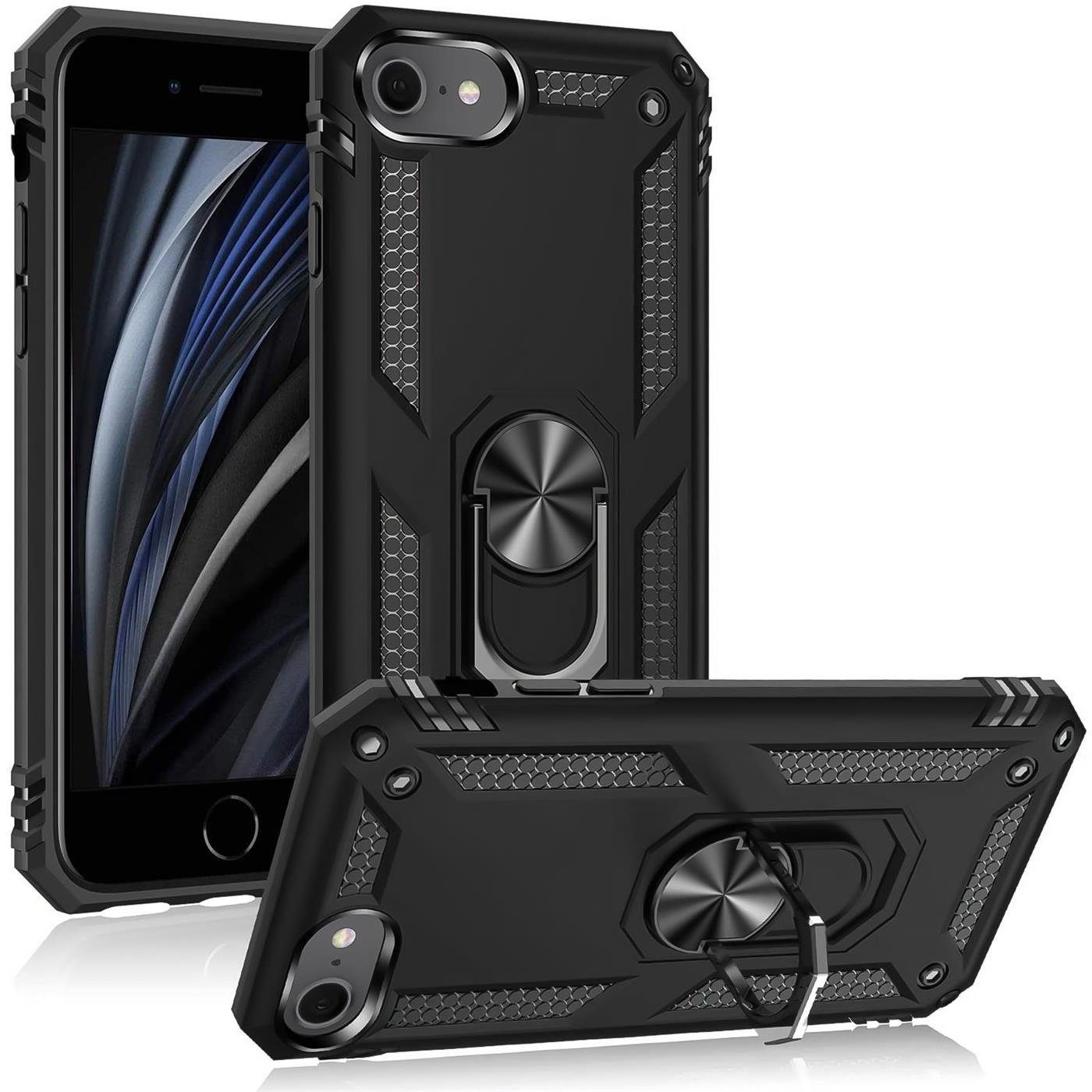 CoolGadget Handyhülle Armor Shield Case für iPhone SE 2020 2022, iPhone 7 / 8 4,7 Zoll, Outdoor Cover Magnet Ringhalterung Handy Hülle für iPhone SE 2. 3. Gen