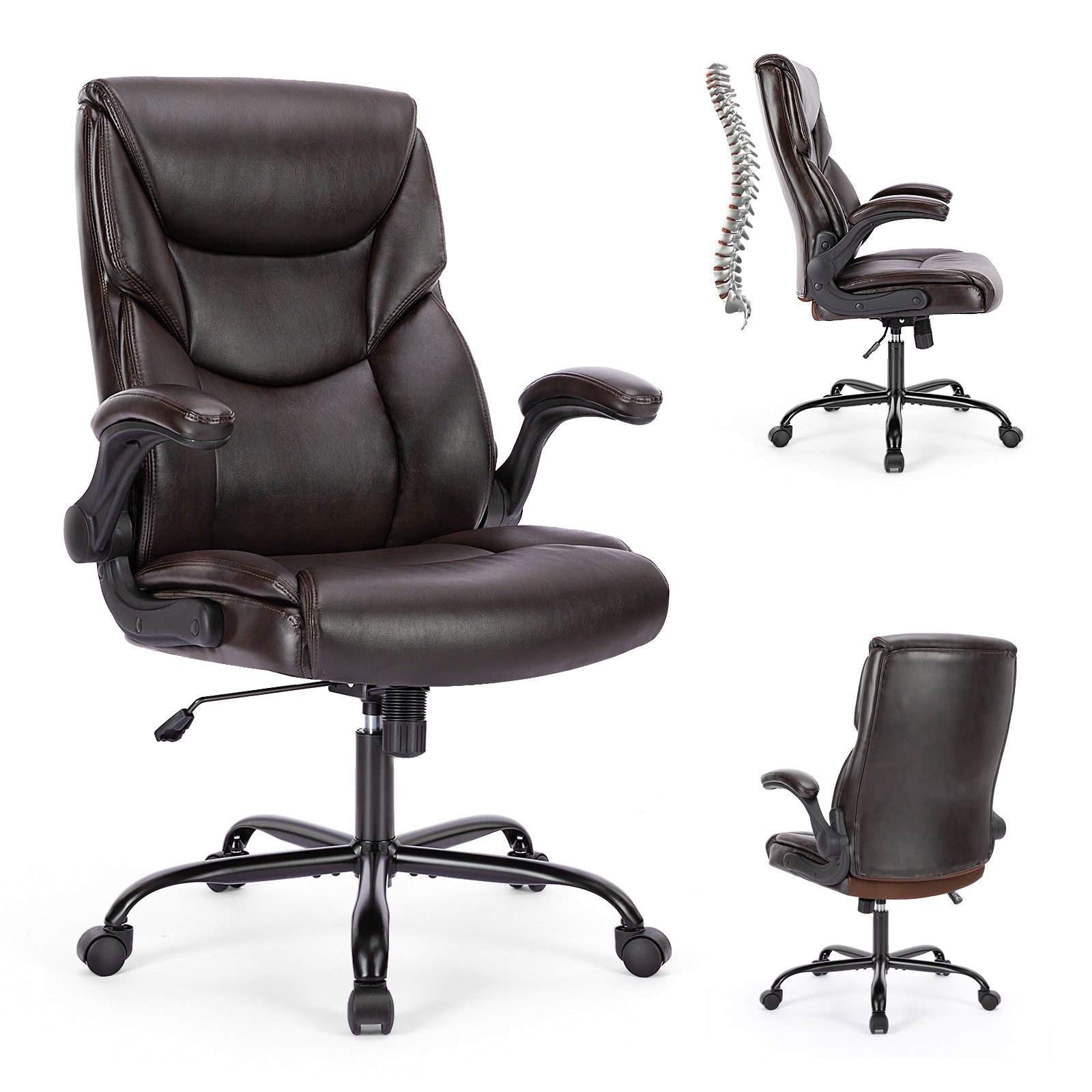ANYSUN Bürostuhl Ergonomischer Stuhl Chefsessel mit geräuscharmen Rollen, Atmungsaktiv Drehstuhl mit 136 kg Tragfähigkeit, Wippfunktion 90°-120°