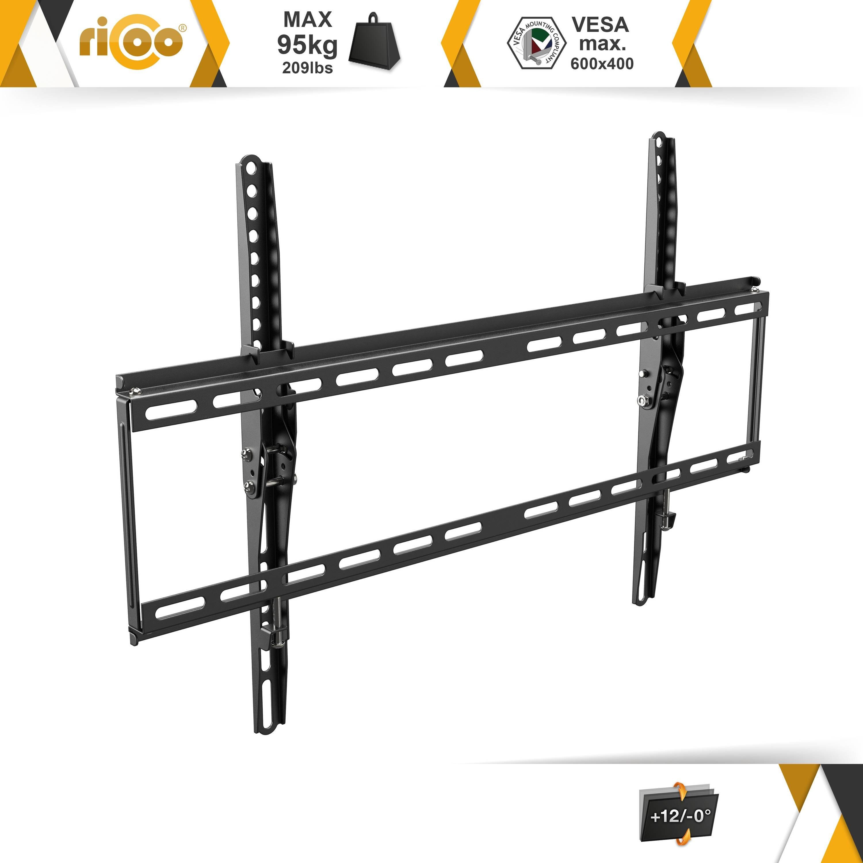 RICOO TV-Wandhalterung Neigbare Wandhalterung LED LCD Flatscreen mount N1964, (bis 70 Zoll, VESA 300x200 bis 600x400, 1-tlg., 95 Kg Belastbarkeit, von 77-178cm  – Bild 2 von 5