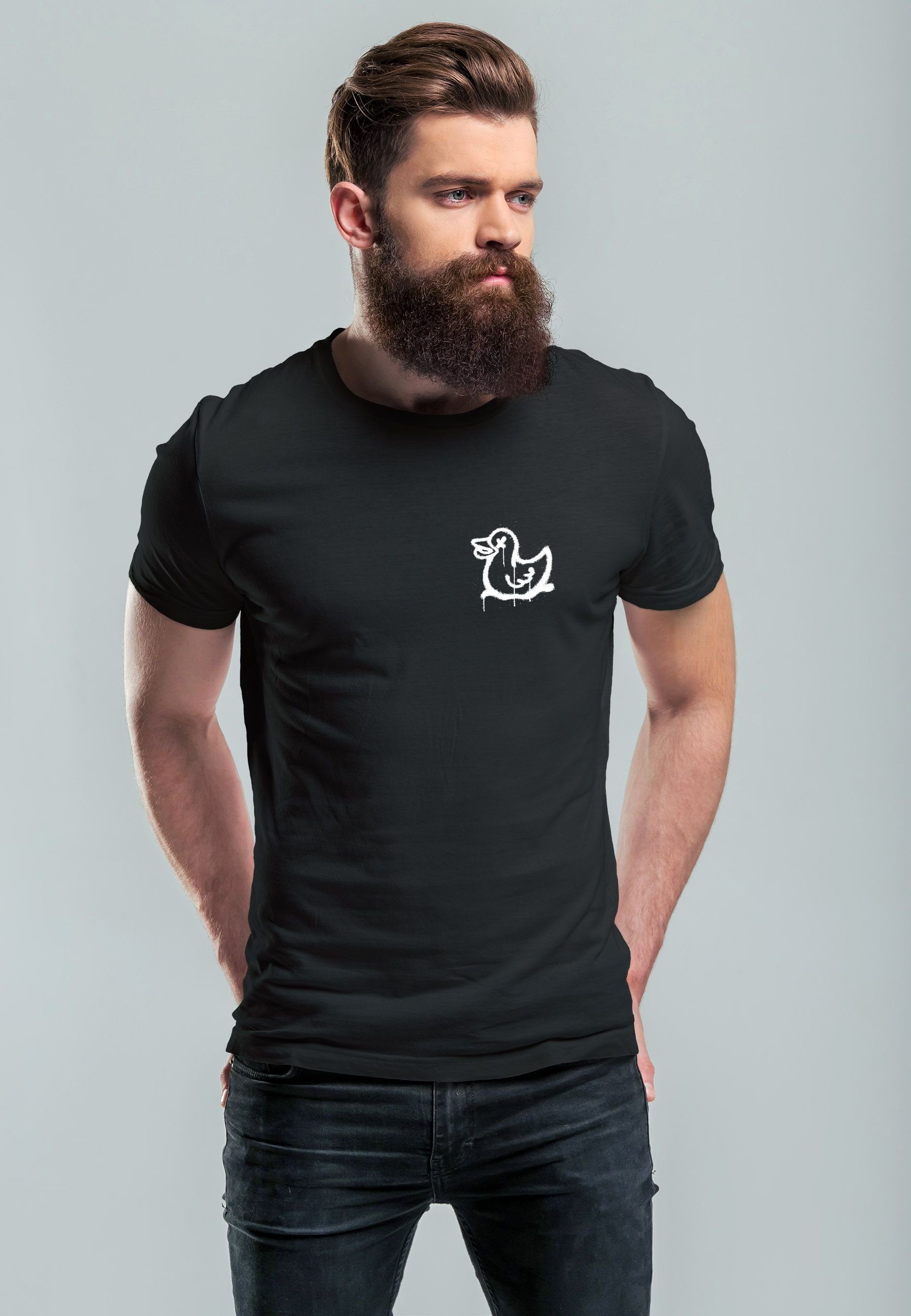 Neverless Print-Shirt Herren T-Shirt Drippy Duck Ente Graffiti Style Prints günstig online kaufen