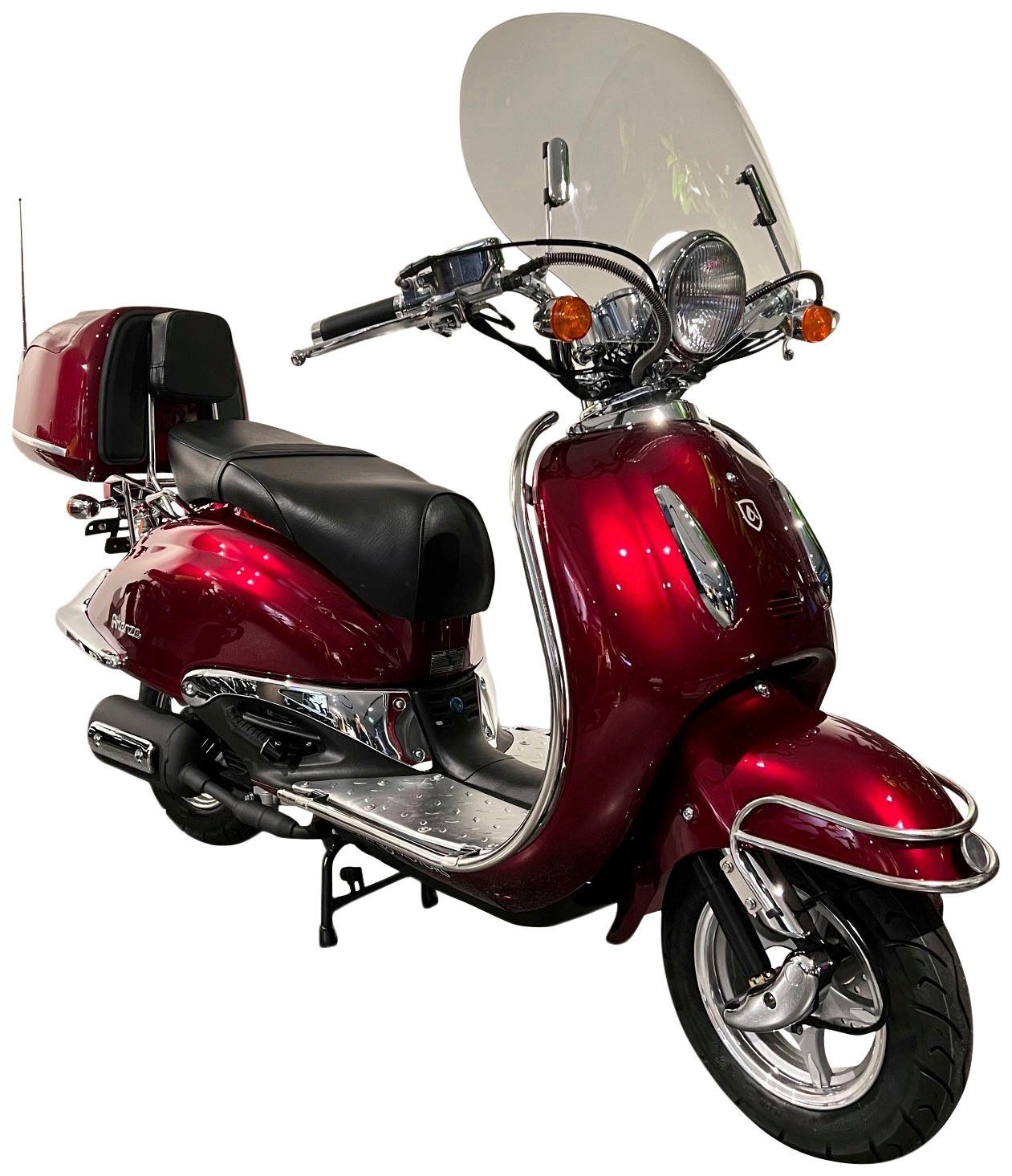 Alpha Motors Motorroller Retro Firenze Limited, 125 ccm, 85 km/h, Euro 5, (Spar-Set) weinrot | Motorroller