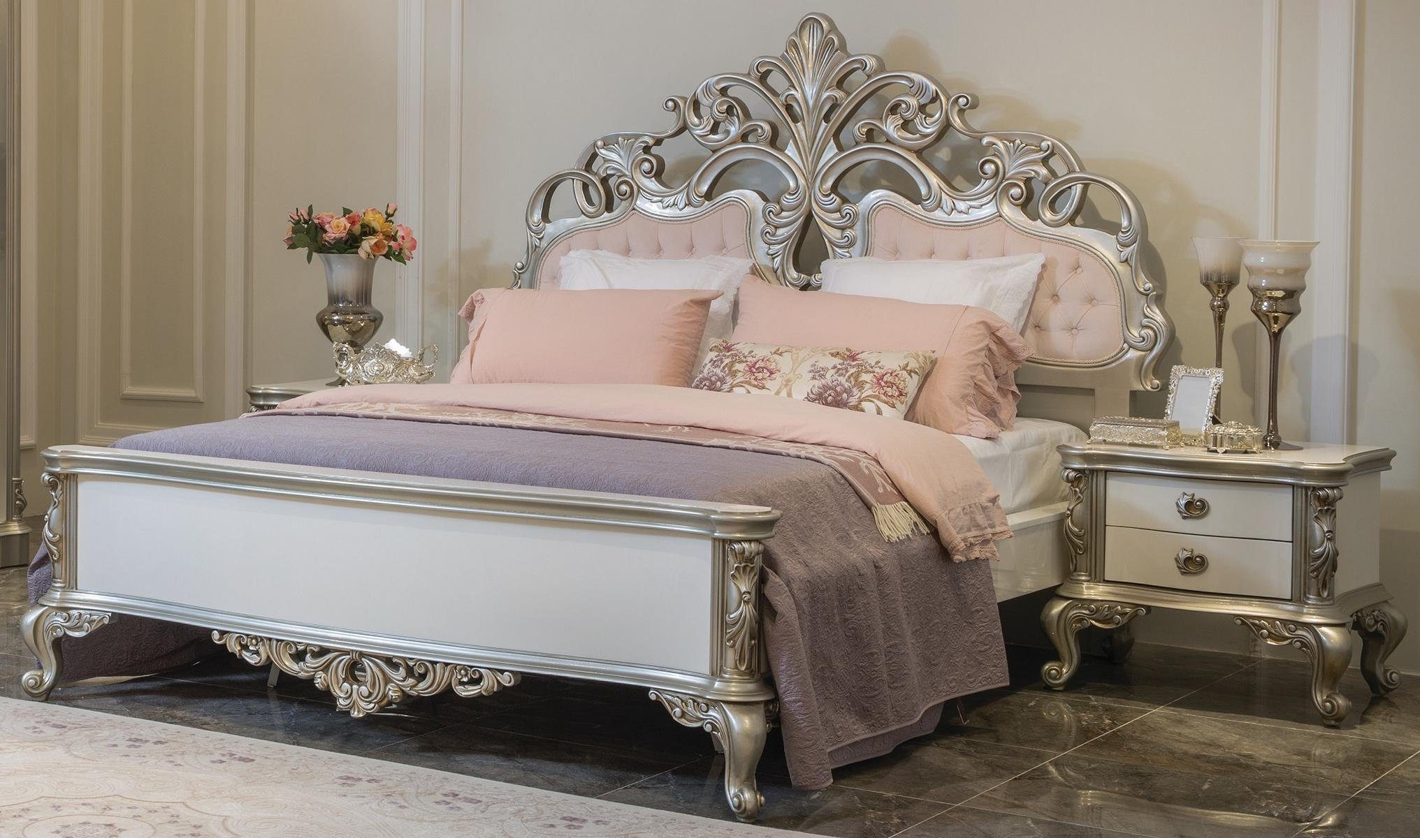 Betten Schlafzimmer Luxus Bett, Möbel Design Bett Möbel JVmoebel Rosa Silber