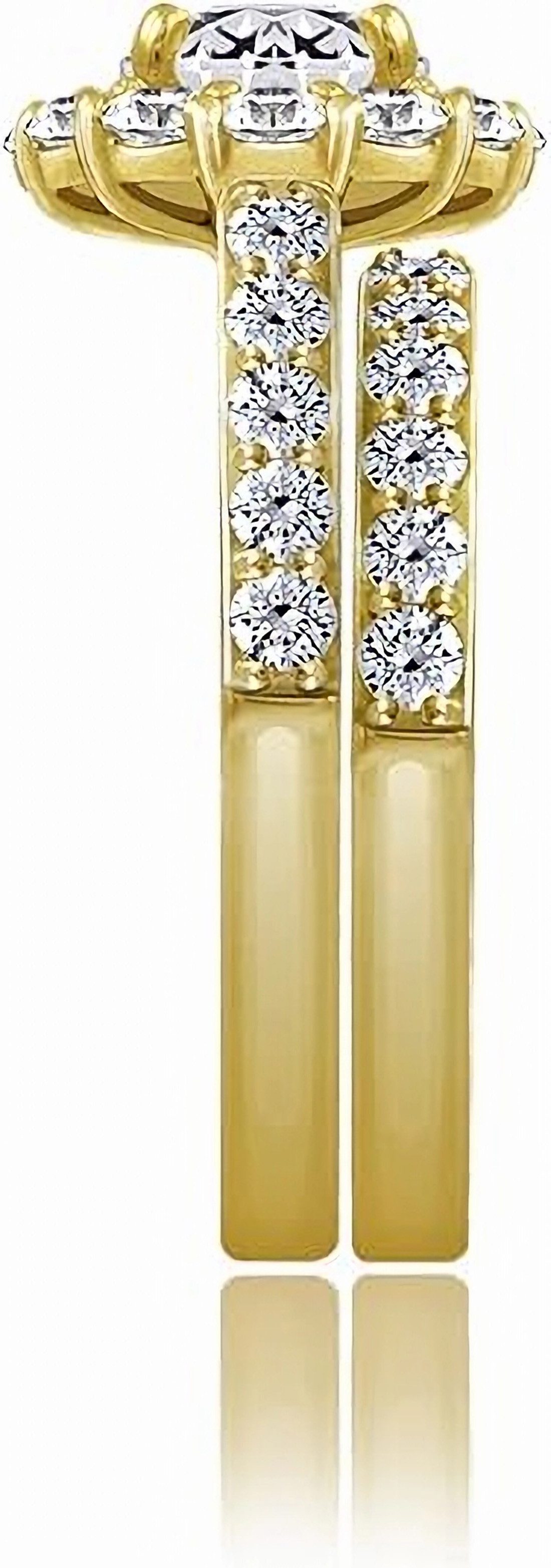 Jumpeak Verlobungsring 1ct-Rundschliff Labordiamant Verlobungsring 585er Gold,Ehering, D, VS1, 3EX, Pavé-Fassung – perfektes Geschenk für die Liebste