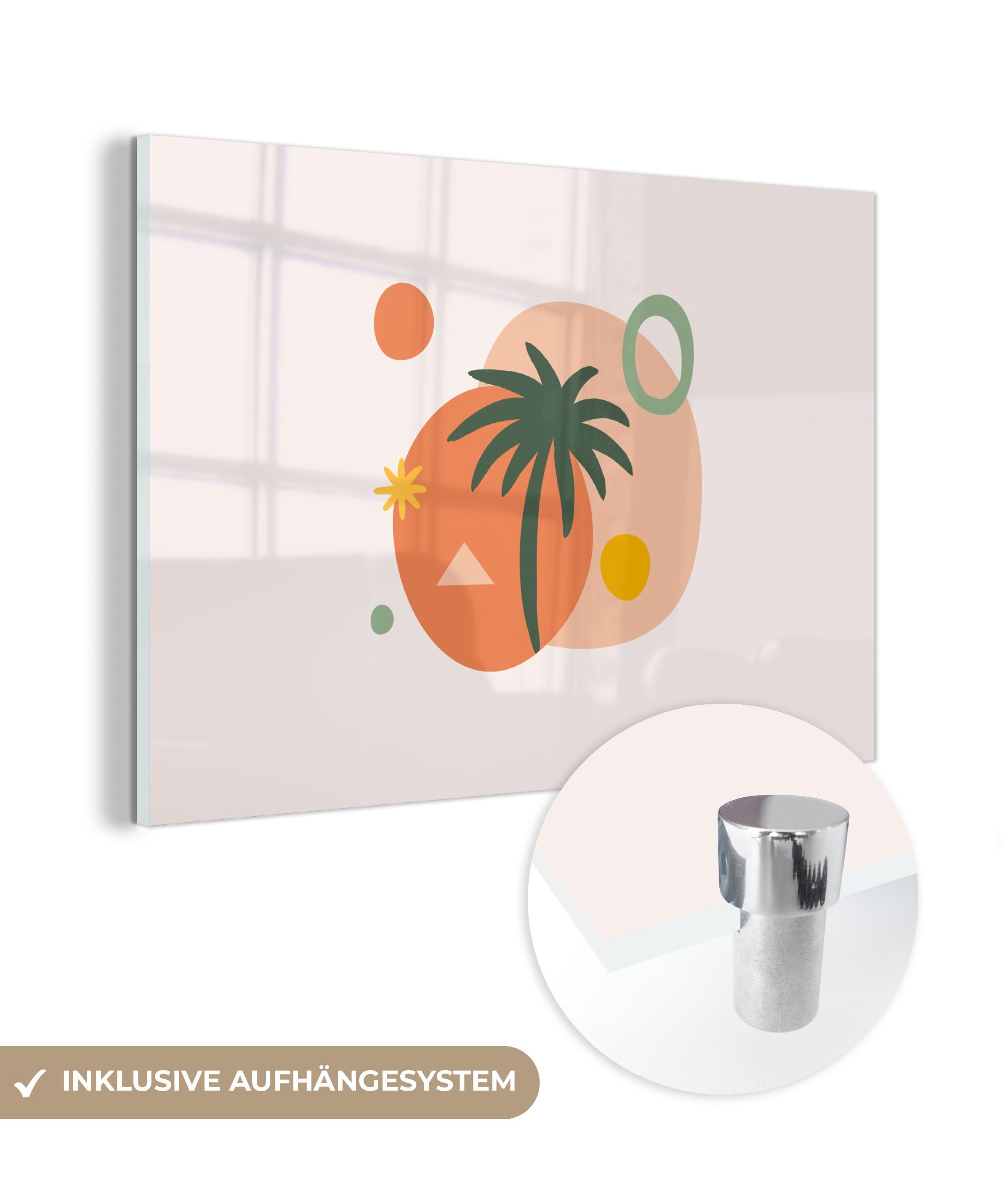 MuchoWow Acrylglasbild Palme - Figuren - Design, (1 St), Acrylglasbilder Wohnzimmer & Schlafzimmer