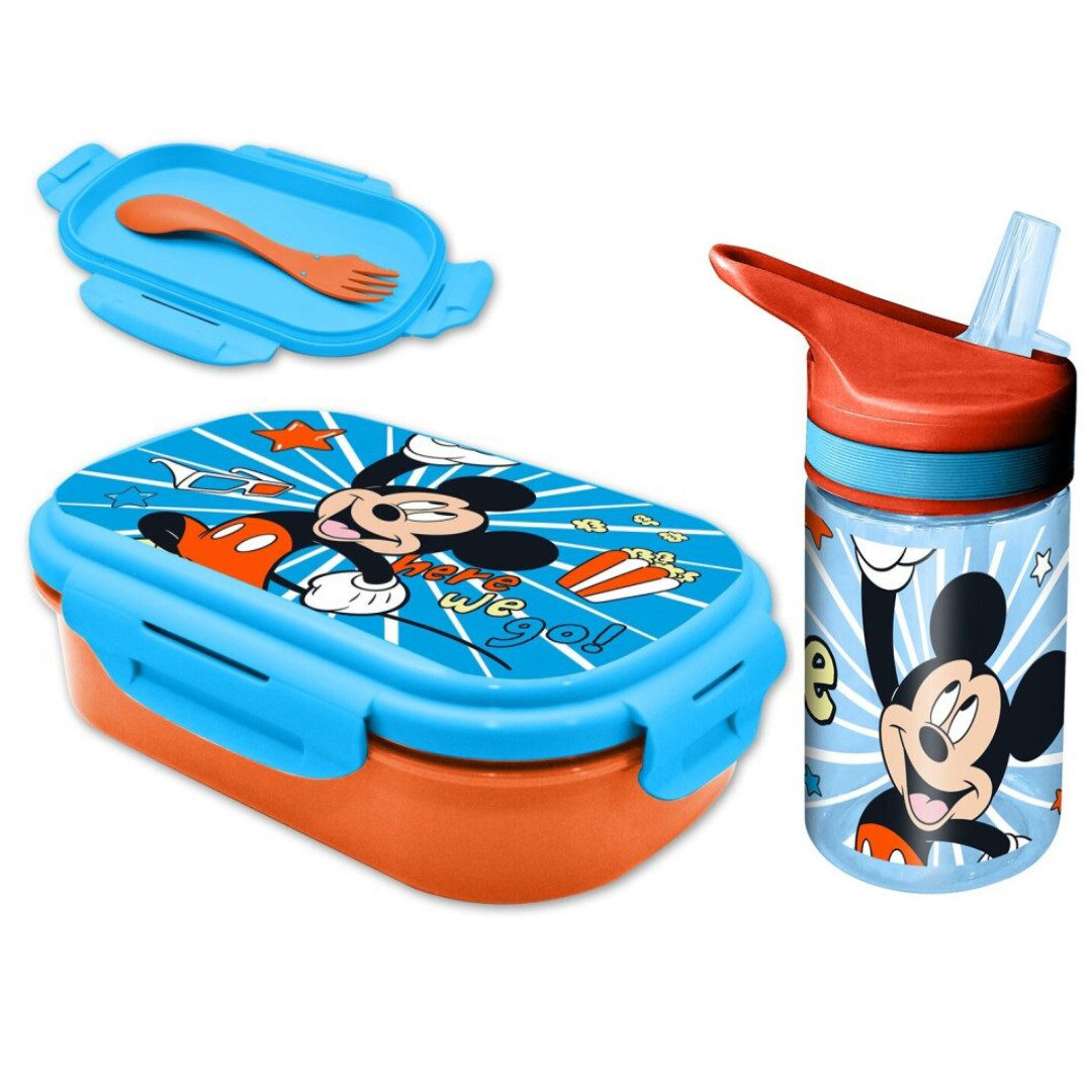Disney Lunchbox Disney Mickey Maus 3 tlg Lunch Set Brotdose Tritan Trinkflasche 400 ml, Kunststoff, (3-tlg)