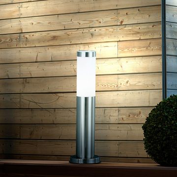 etc-shop LED Außen-Stehlampe, Leuchtmittel inklusive, Warmweiß, LED Edelstahl Steh Lampe Garten Weg Außen Beleuchtung Terrassen Stand