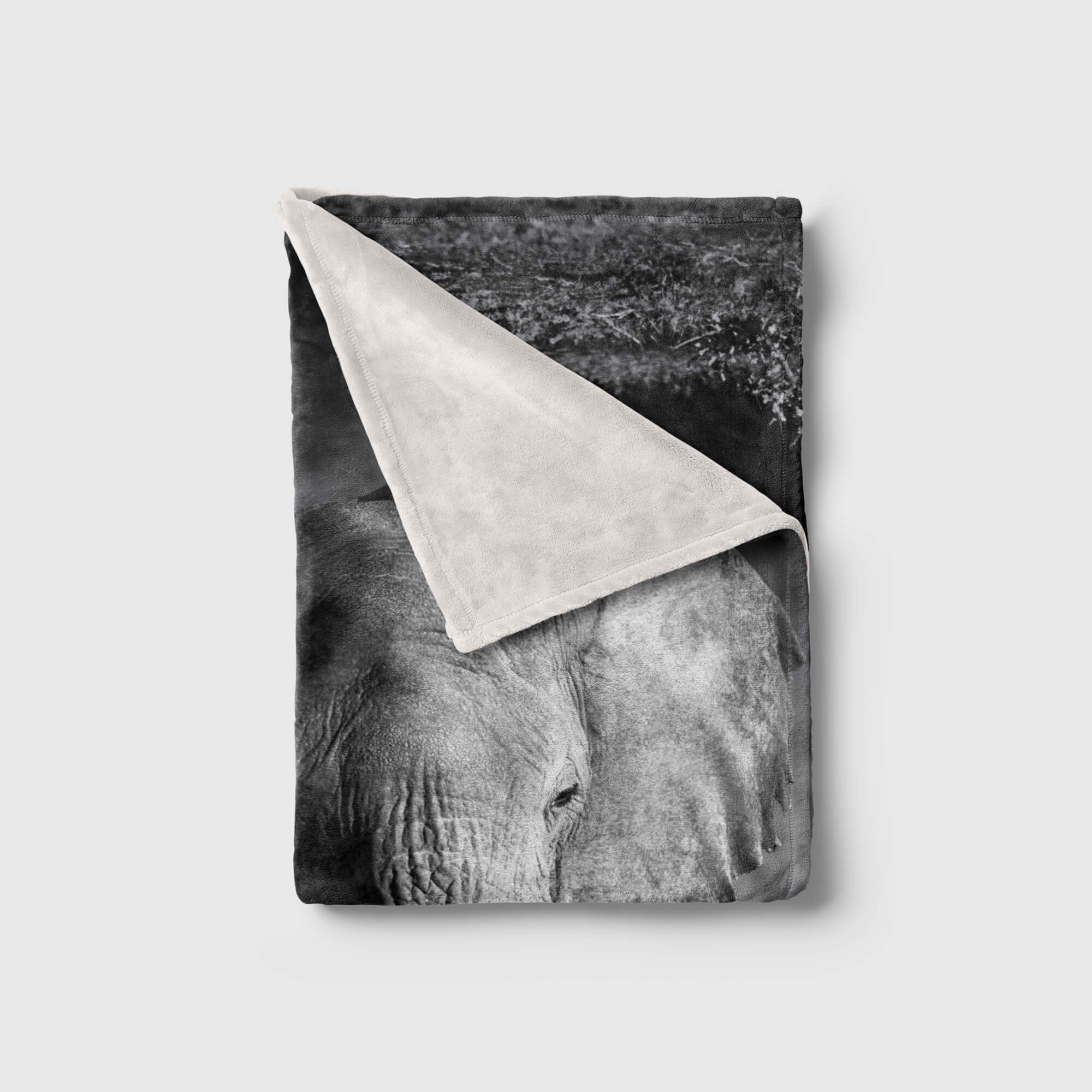We, Strandhandtuch Elefant Handtuch (1-St), mit Kuscheldecke Handtuch Handtücher Sinus Schwarz Tiermotiv Saunatuch Baumwolle-Polyester-Mix Art
