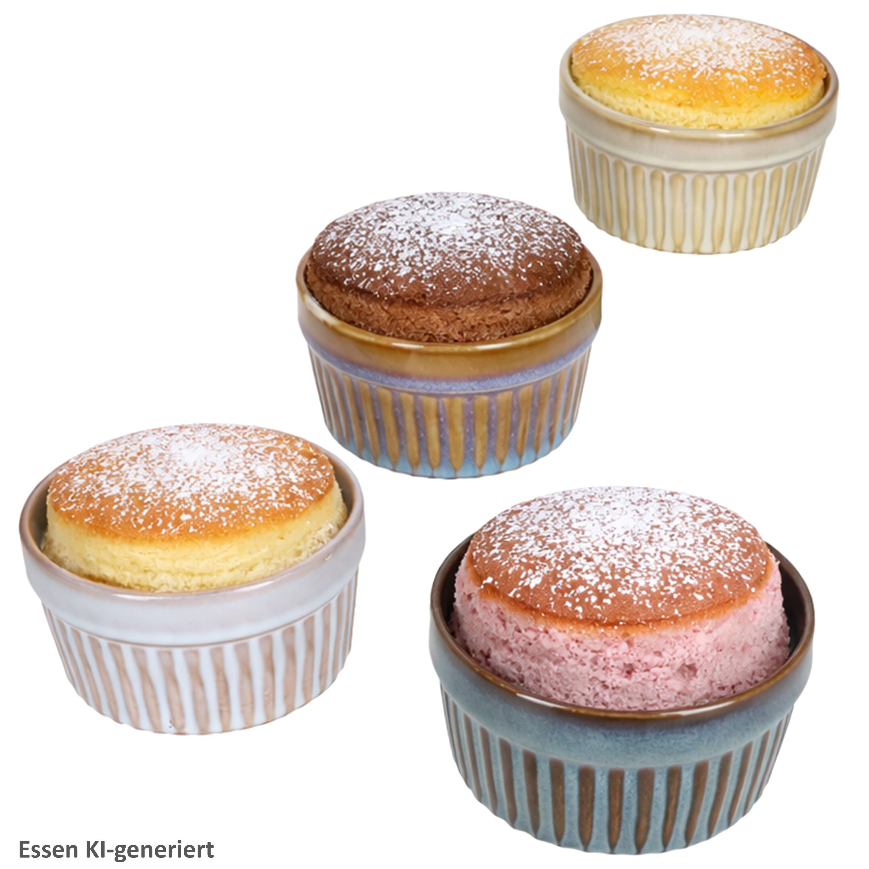 MamboCat Auflaufform MamboCat 4er Set Gustos Soufflé Schälchen Steingut Ramekins Muffins, Steingut