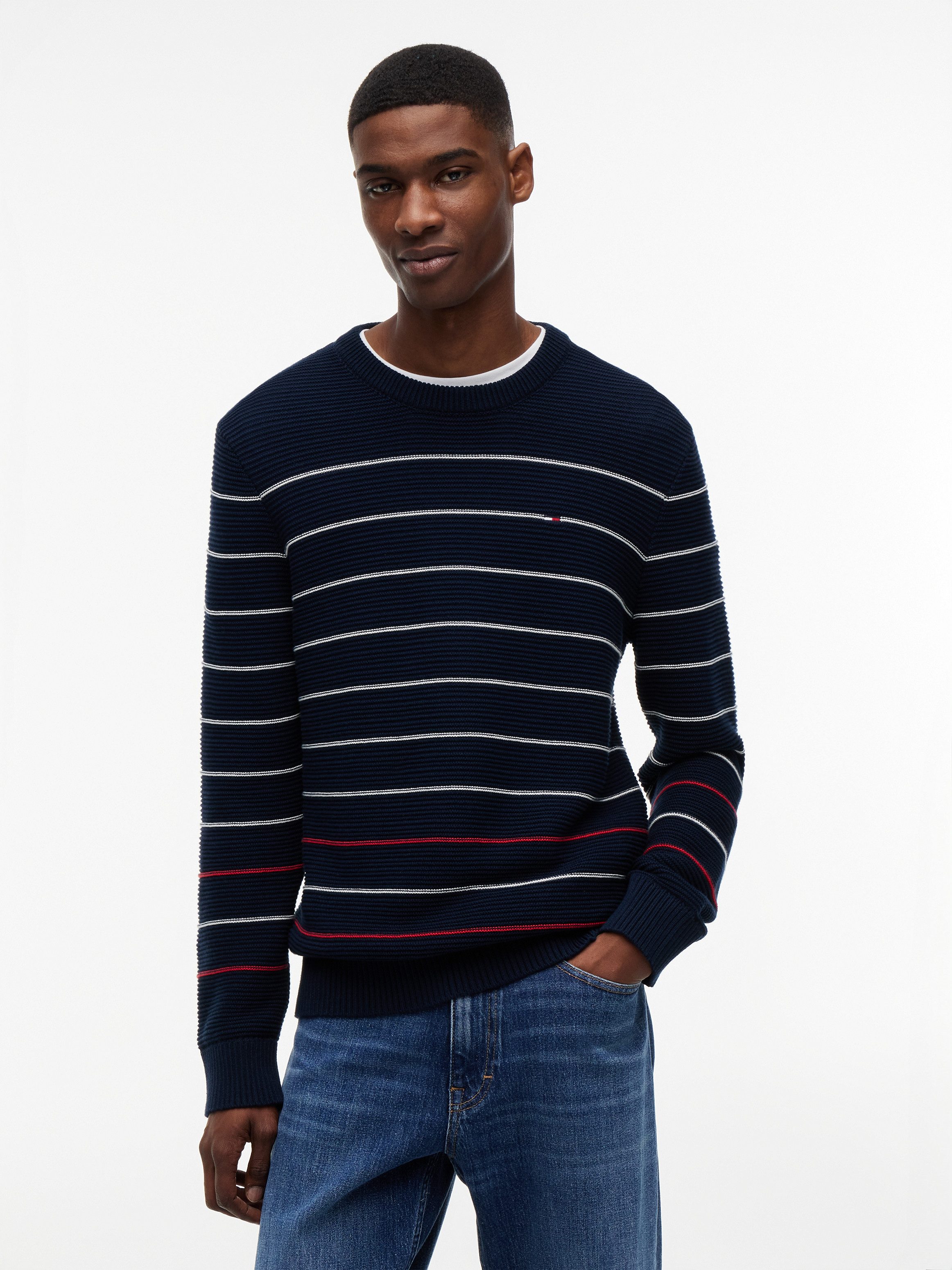 Tommy Jeans Strickpullover TJM SLIM STRIPE SWEATER
