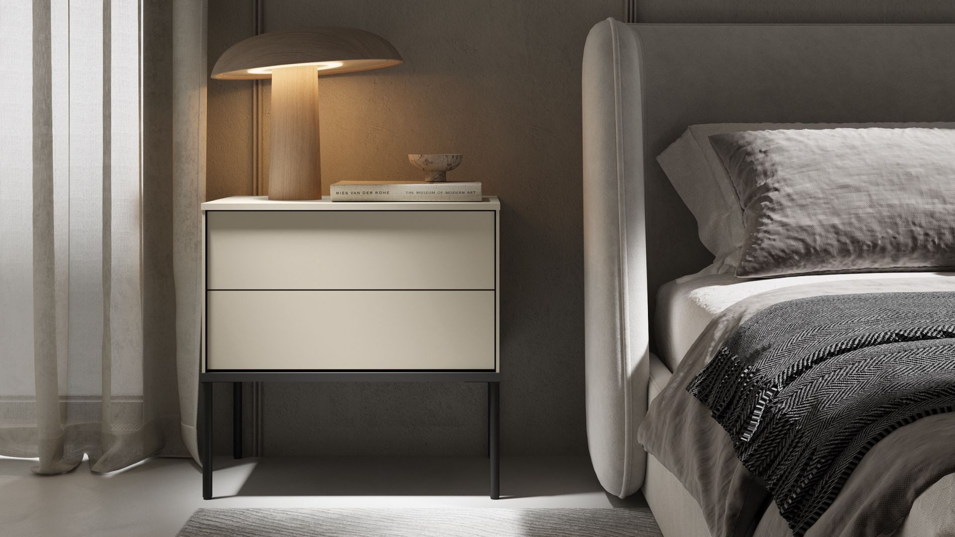 Selsey Nachttisch BELLEZO, Nachtkästchen mit zwei Schubladen 56 cm