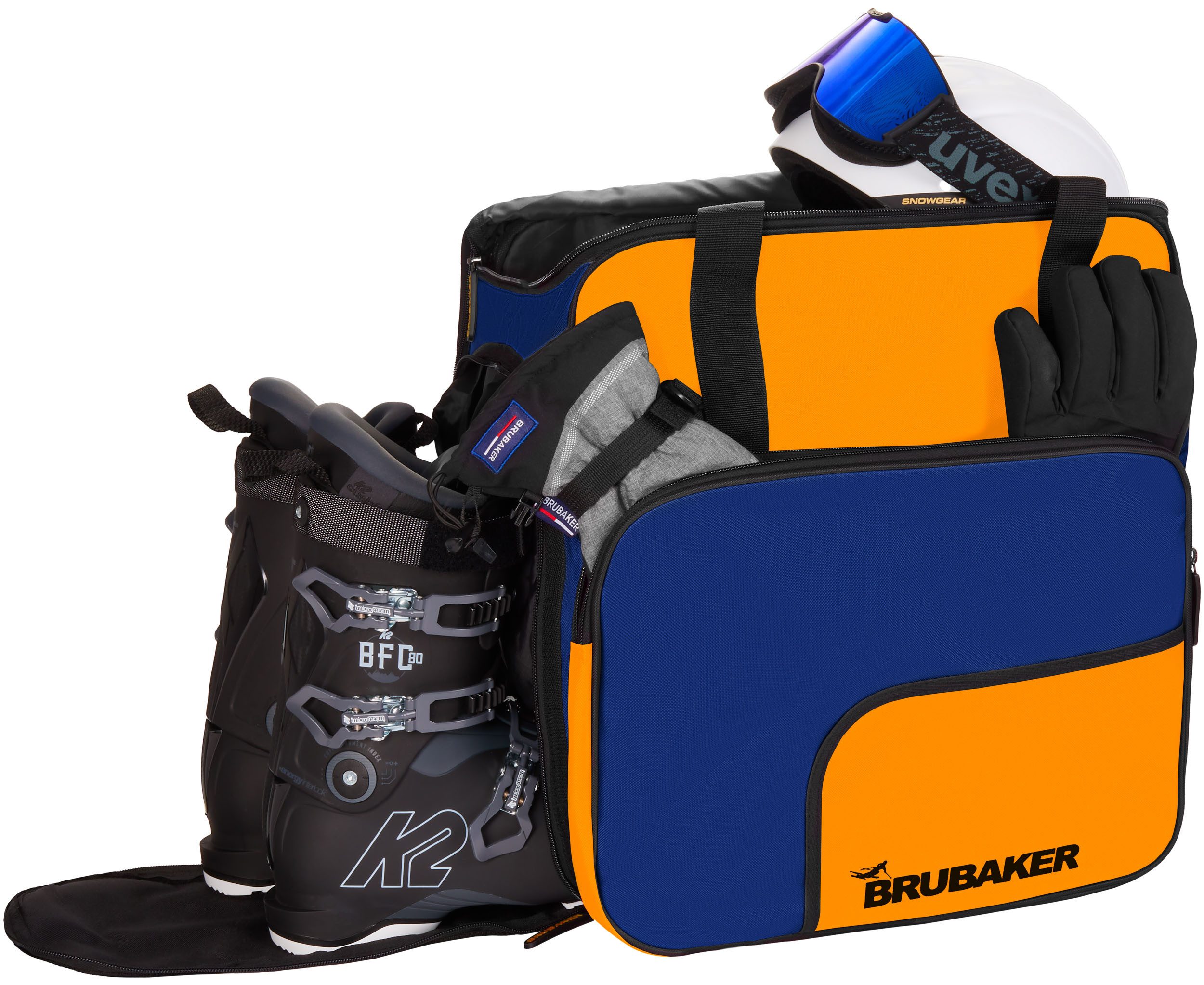BRUBAKER Sporttasche Carver Pro Skitaschen Kombi Set mit Rucksackfunktion (2-tlg., reißfest und schnittfest), Skisack und Skischuhtasche für 1 Paar Ski und Stöcke