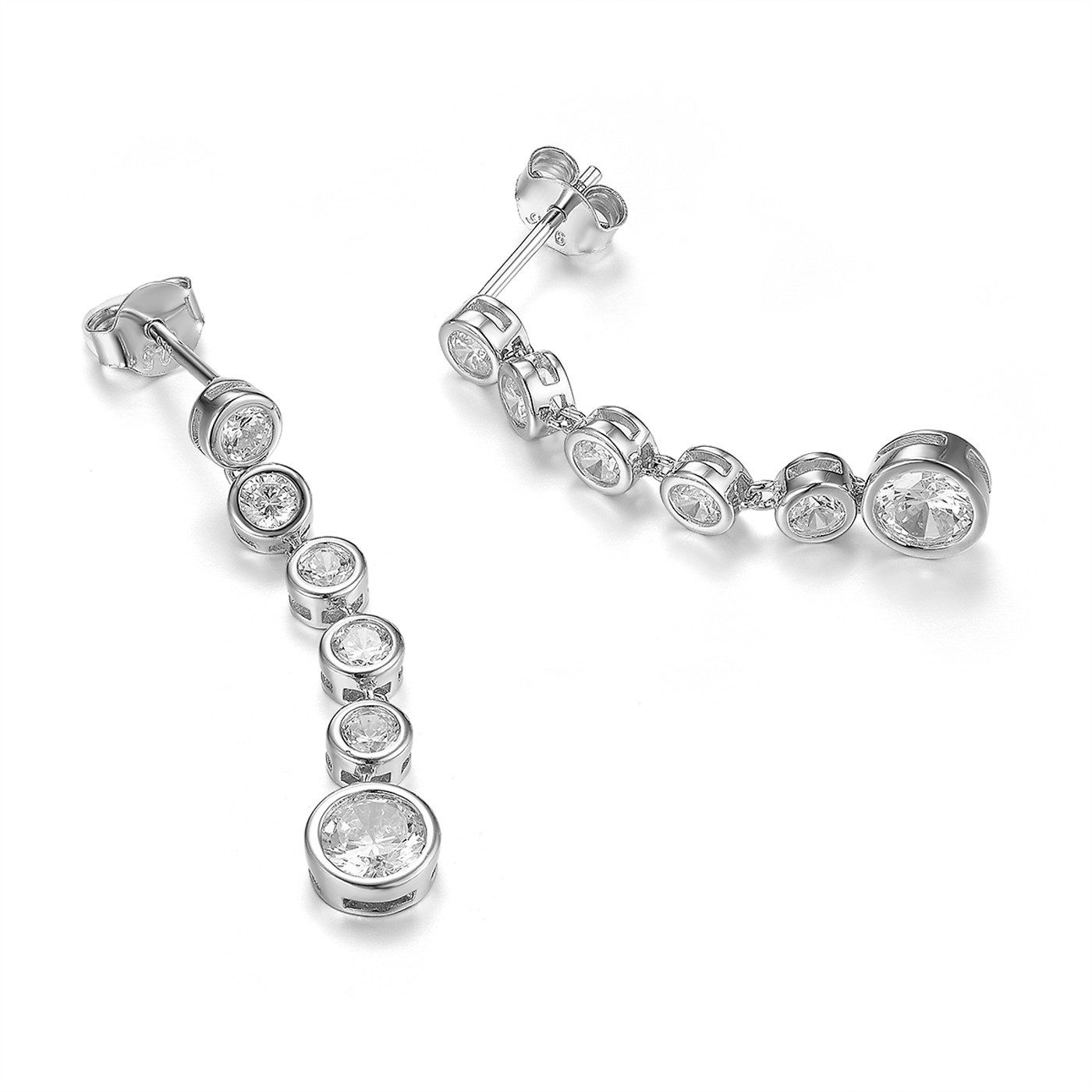 Schöner-SD Paar Ohrhänger Ohrringe lang 34 mm mit 6 Zirkonia aneinandergere günstig online kaufen