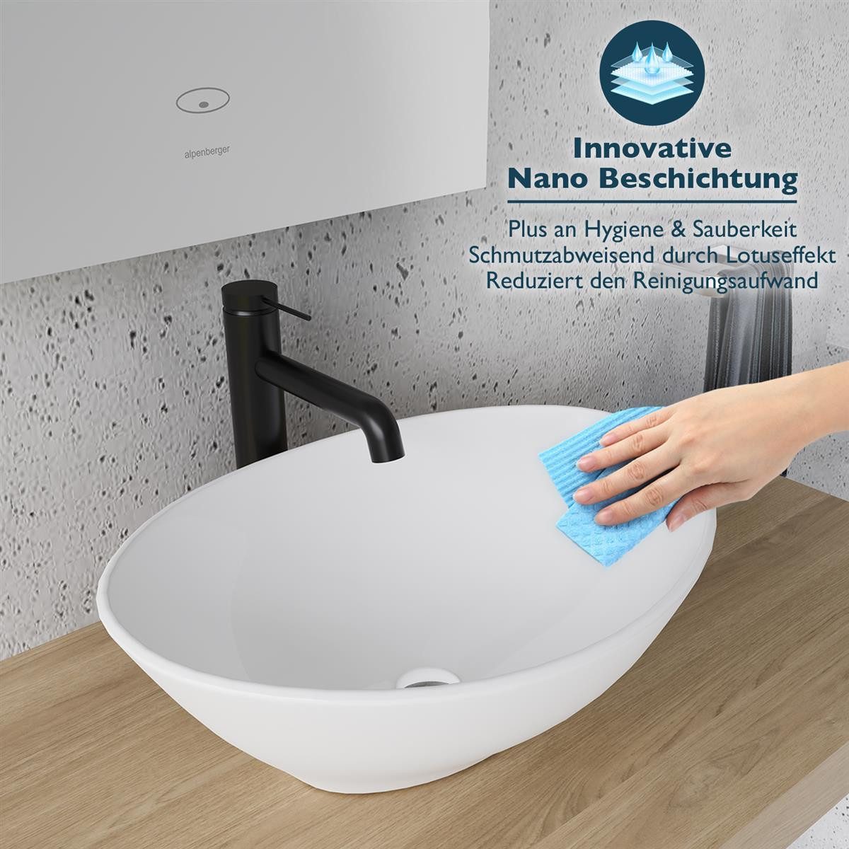 Alpenberger Aufsatzwaschbecken Waschschale Oval - Mini günstig online kaufen