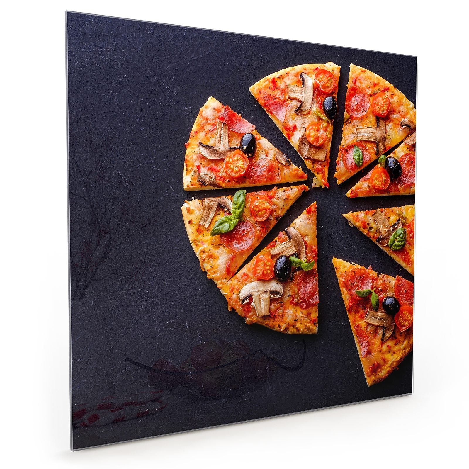 Pizzadreiecke mit Primedeco Motiv Spritzschutz Glas Küchenrückwand Küchenrückwand