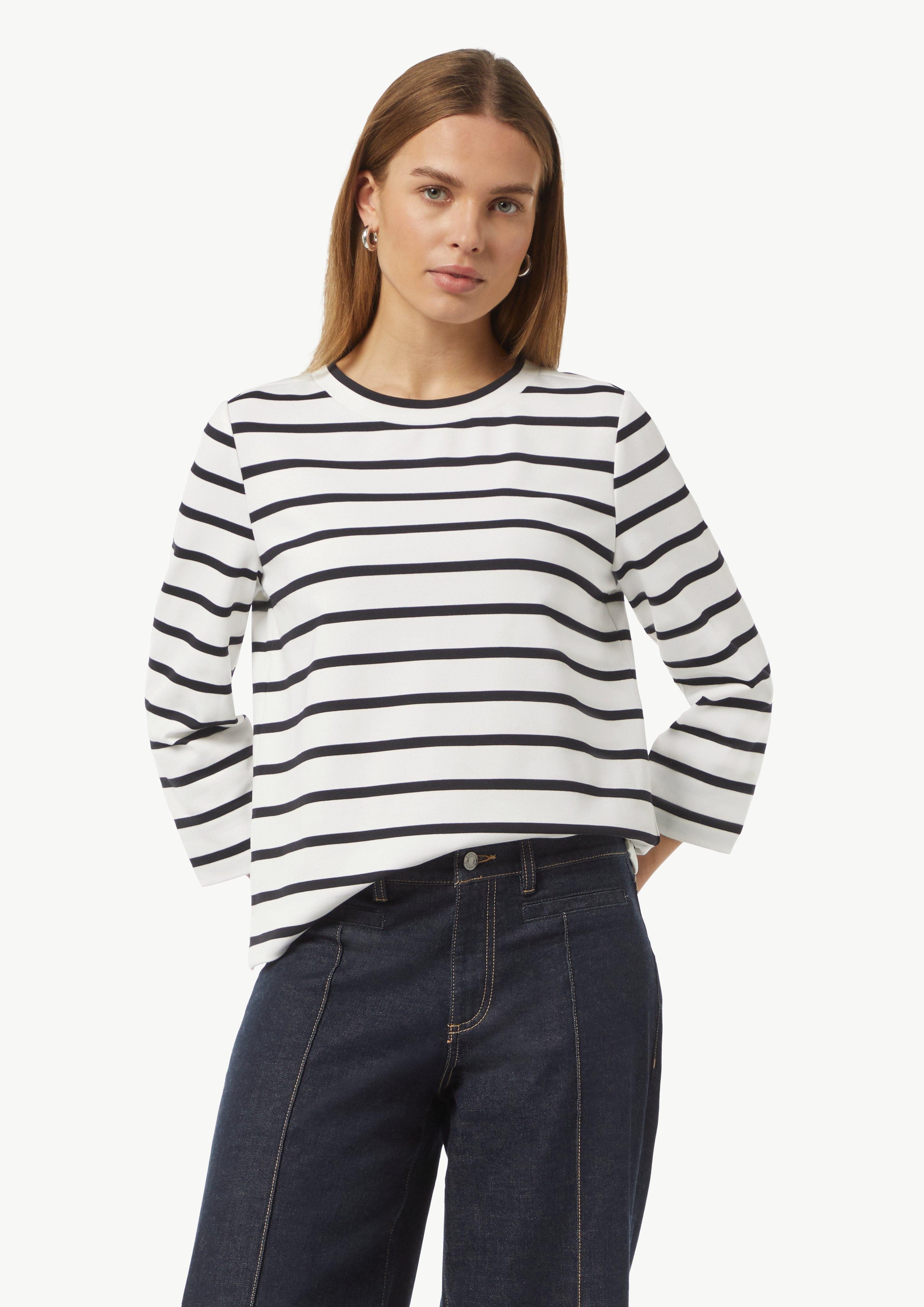 Sweatshirt Ringelsweatshirt mit verkürztem Ärmel