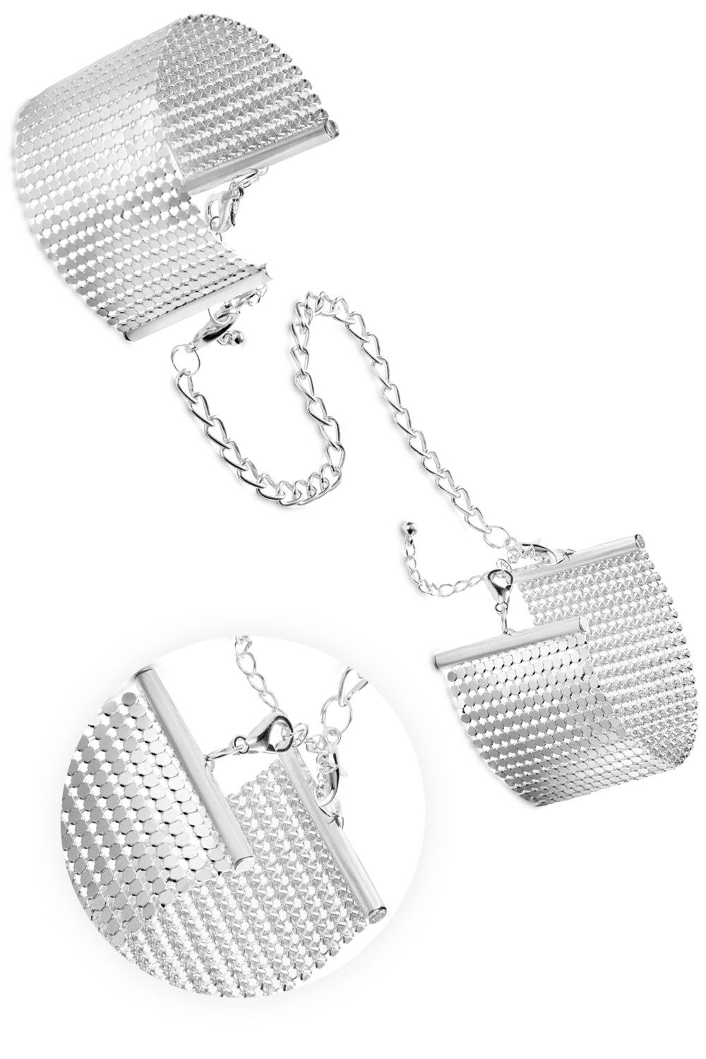 Bijoux Indiscrets Silberarmband Set Bijoux Indiscrets - Desir Metallique Cuffs silver (2-tlg), mit Kette verbunden