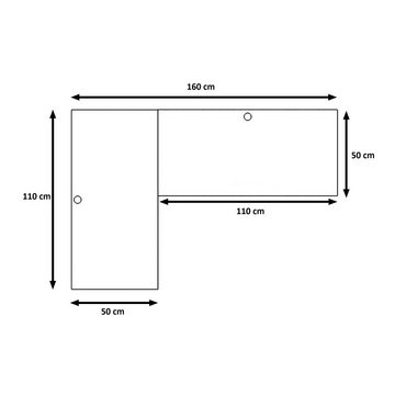 MÖBELSYSTEM Gamingtisch MÖBELSYSTEM Gaming Schreibtisch, beidseitig montierbar, LED, schwarz (Packung, 1 Tisch), Breite 160 cm