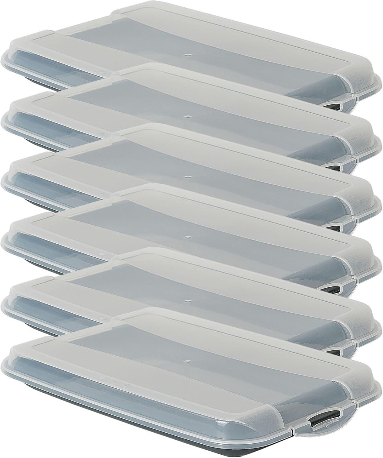Novaliv Aufbewahrungsbox 30650-6x (6 St), Novaliv 6er-Set Anthrazit Premium Aufschnittbox mit Transparentem Deck