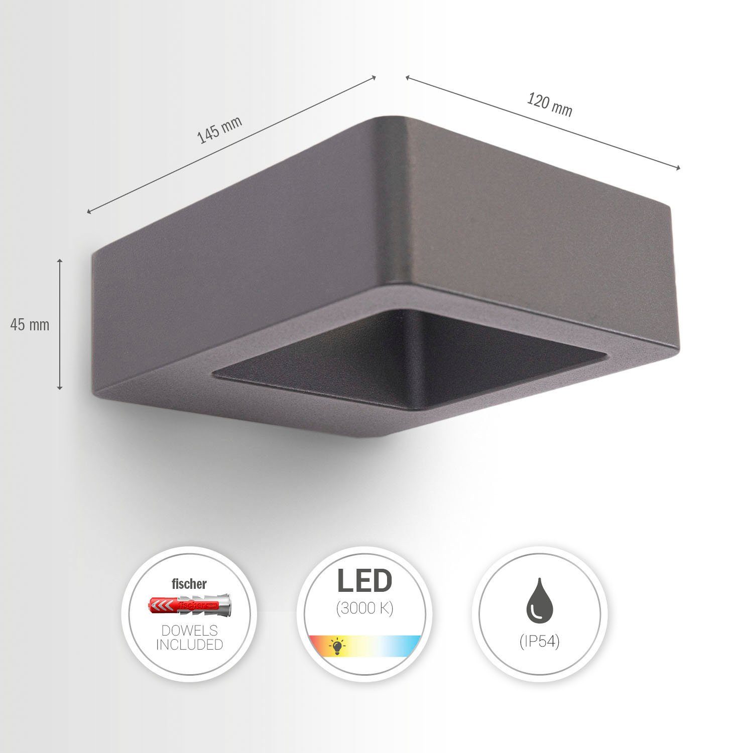 Warmweiß, & Aussenbeleuchtung Garten LED 3000K Modern integriert, Down In LED CRAWA, Flur Home Paco Outdoor Up Wandleuchte fest