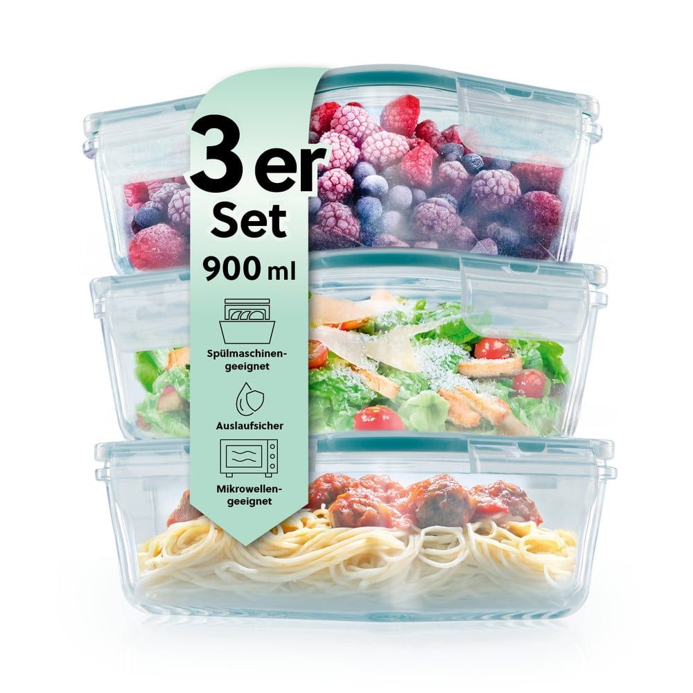 GOURMETmaxx Frischhaltedose, Glas, (6-tlg), mit 4-fach-Klickverschluss Spülmaschinengeeignet