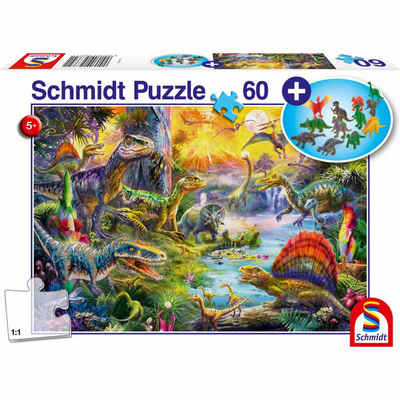 Schmidt Spiele Puzzle Dinosaurier 60 Teile, 60 Puzzleteile