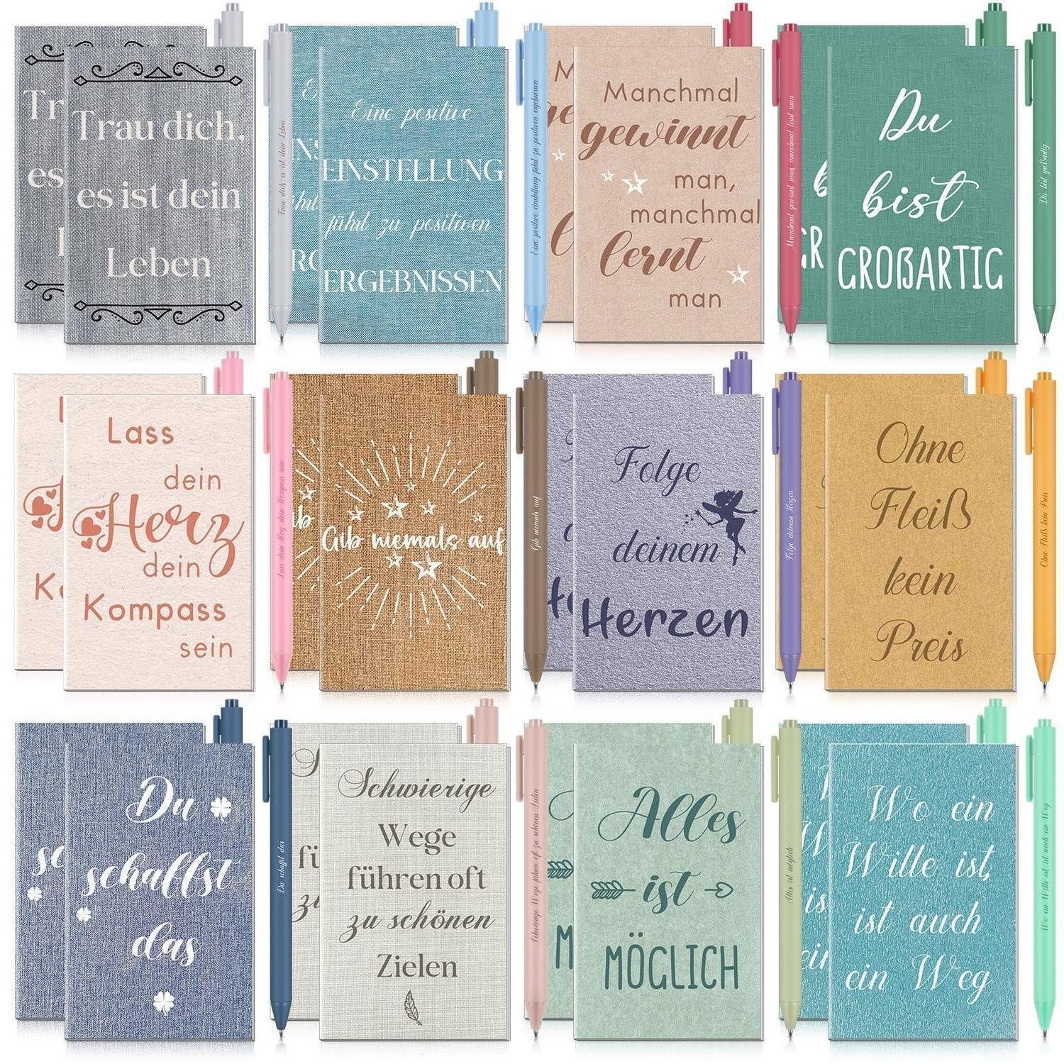 LuxusKollektion Notizblock Notizbuch & Kugelschreiber Set Aquarell Retro 24er