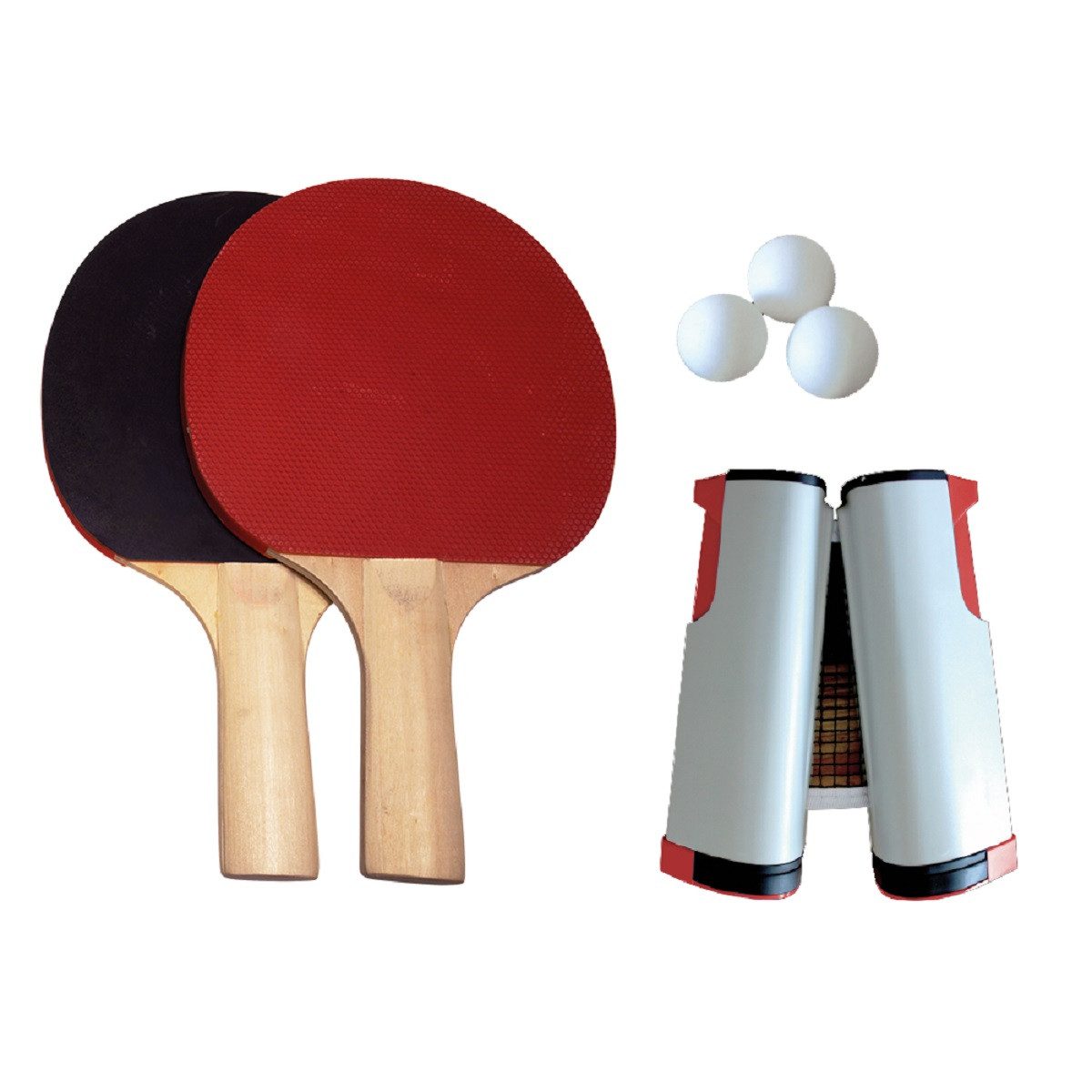 Tischtennisschläger Tischtennis-Set 2 Schläger, 3 Bälle & Netz Starter-Kit