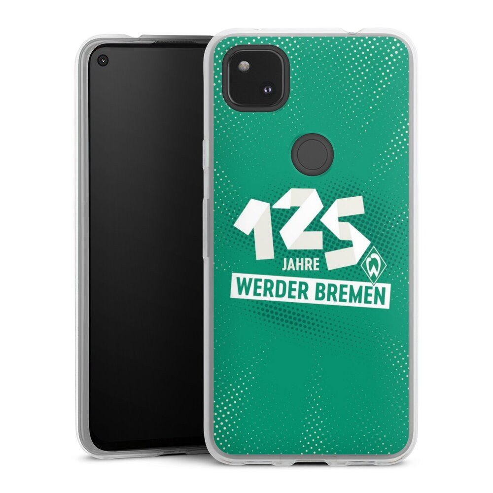 DeinDesign Handyhülle 125 Jahre Werder Bremen Offizielles Lizenzprodukt, Google Pixel 4a Slim Case Silikon Hülle Ultra Dünn Schutzhülle