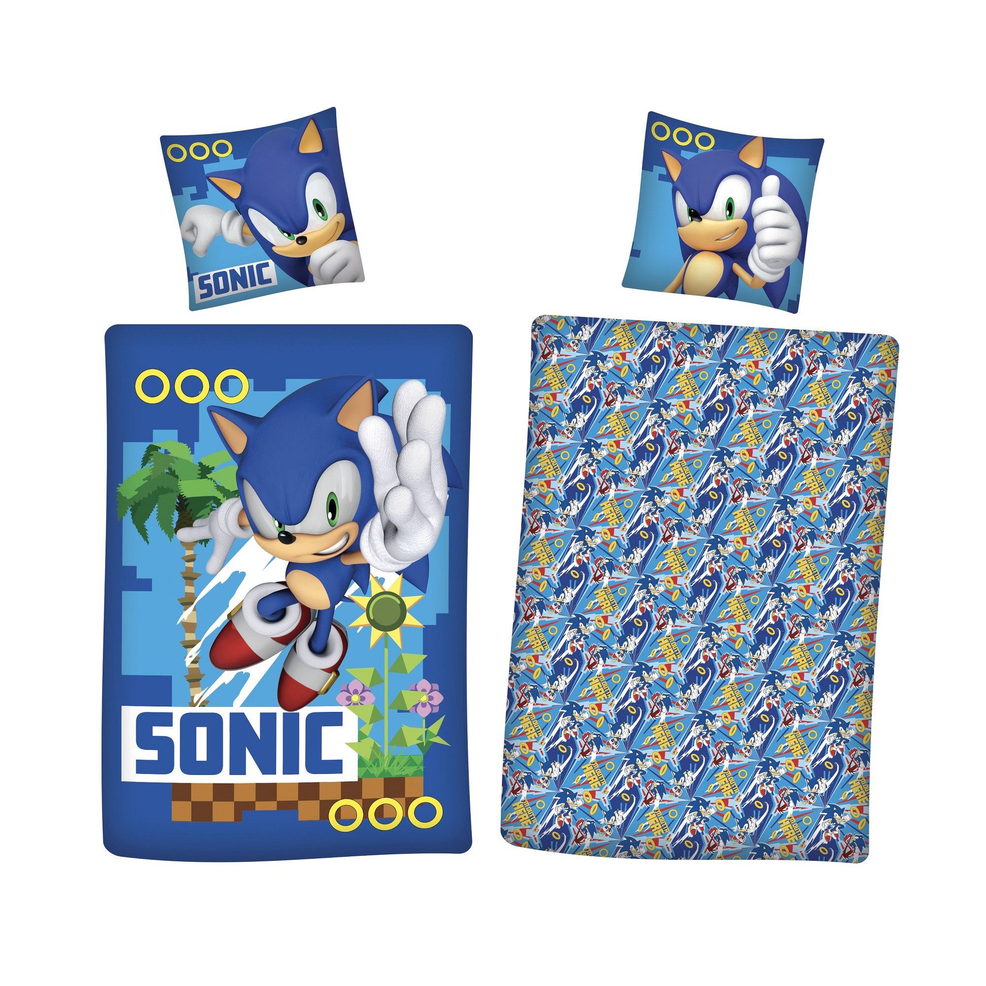Bettwäsche Sonic The Hedgehog Kinder Bettwäsche 2tlg. Set 135x200 80x80, Sonic The Hedgehog, 2 teilig, Baumwolle