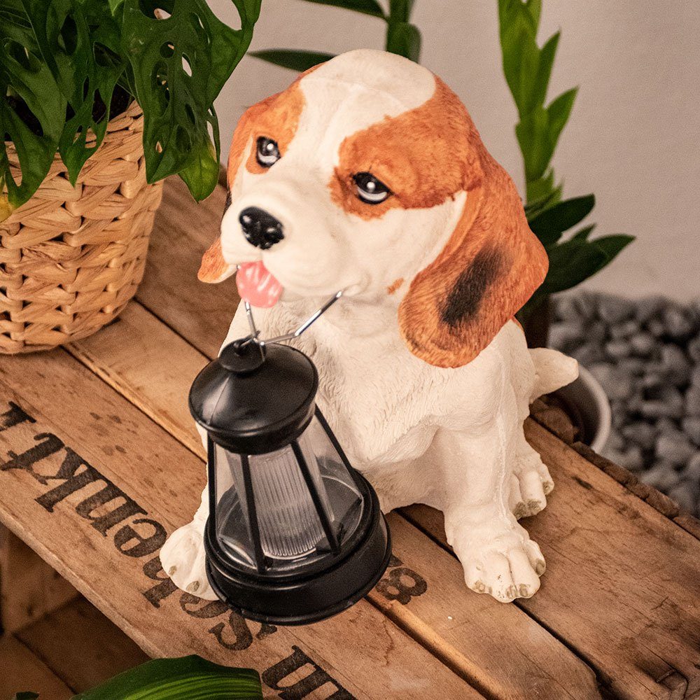 LED etc-shop für Solarleuchte Dekoleuchte Hund verbaut, Solar Solarlampe Dekofigur, LED-Leuchtmittel fest Garten