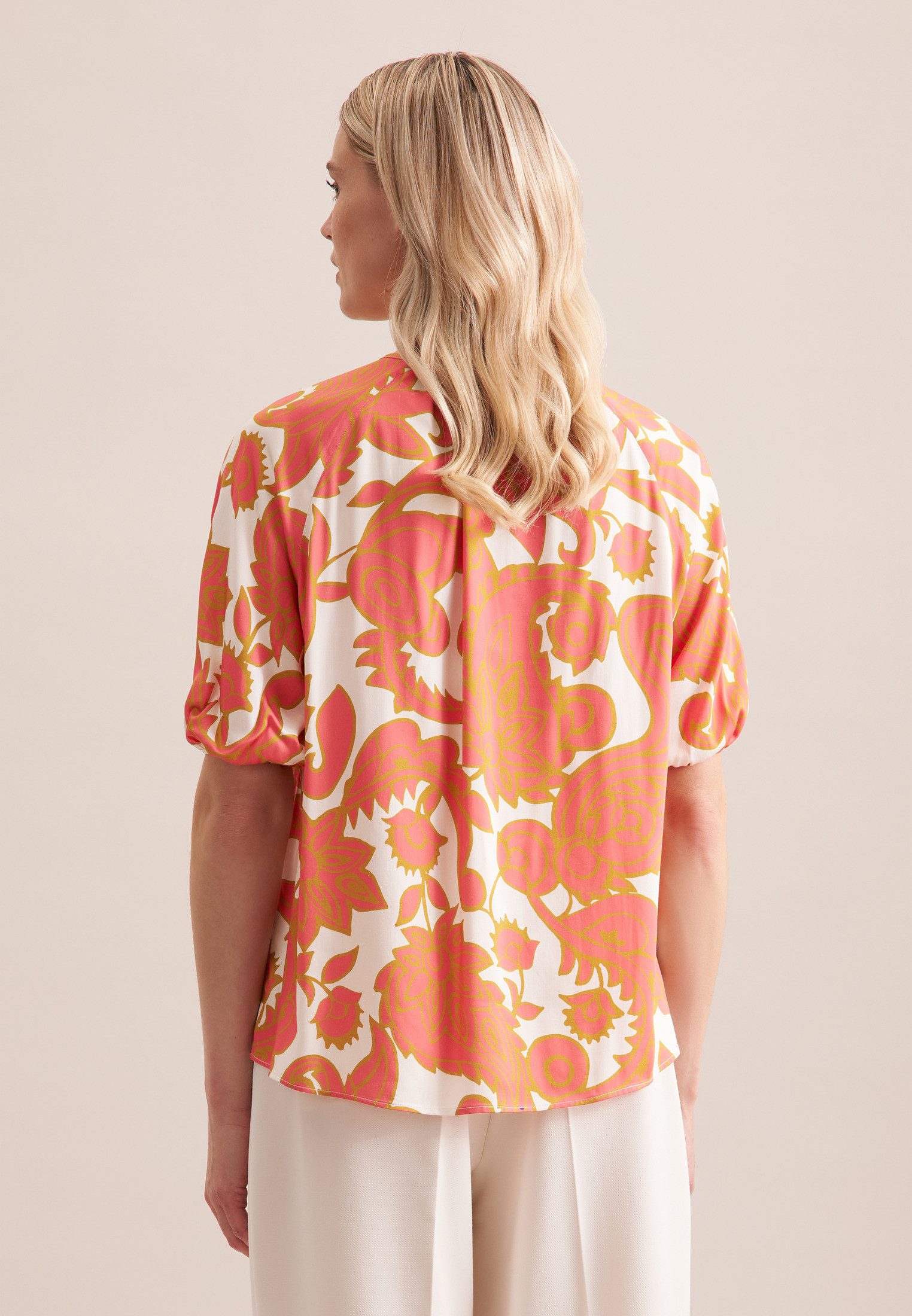 seidensticker Shirtbluse Schwarze Rose 1/2 Rundhals Paisley
