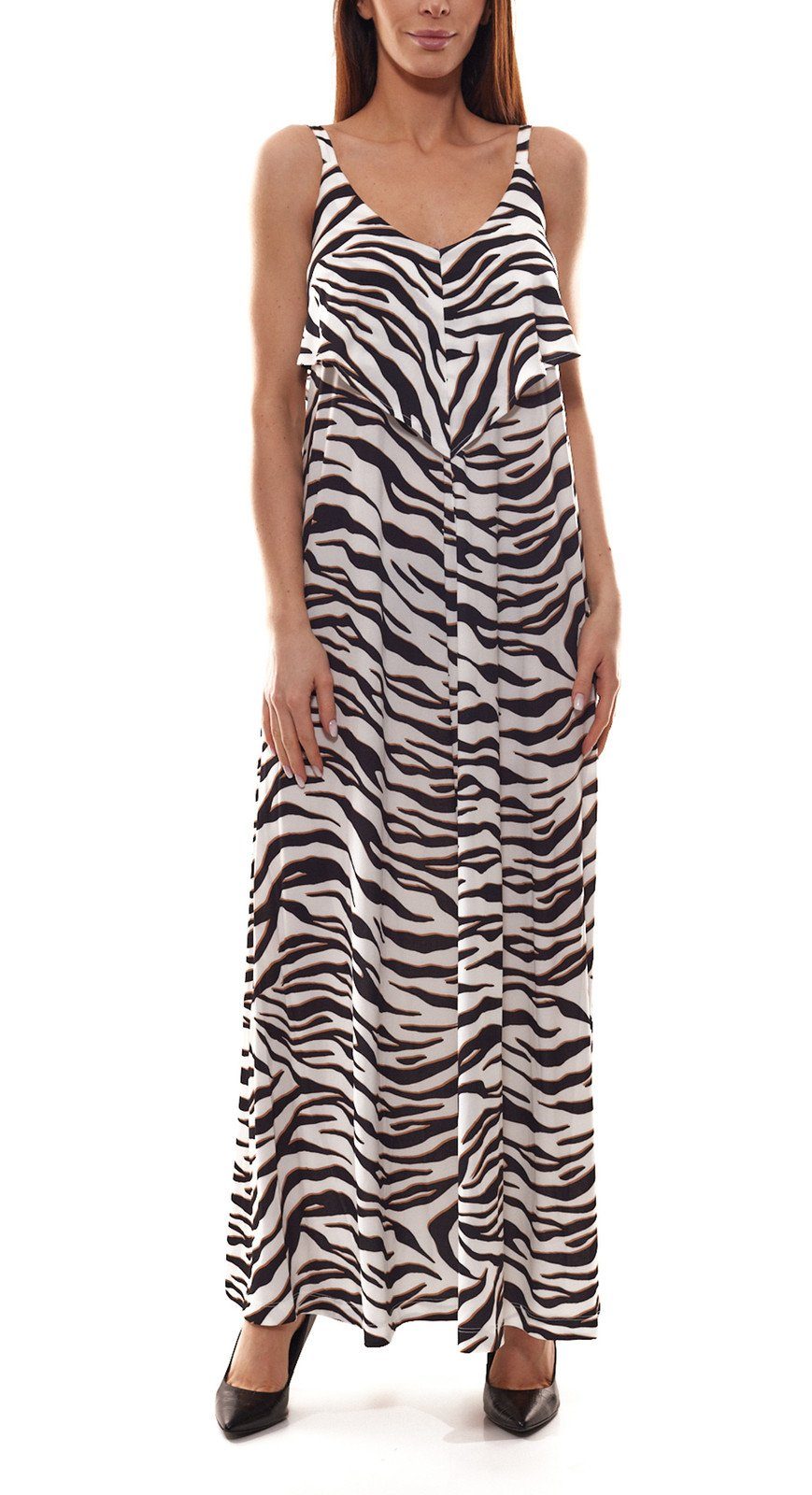 GUIDO MARIA KRETSCHMER Sommerkleid GUIDO MARIA KRETSCHMER Maxi-Kleid  animalisches Damen Ausgeh-Kleid im Zebra Look Sommer-Kleid Weiß
