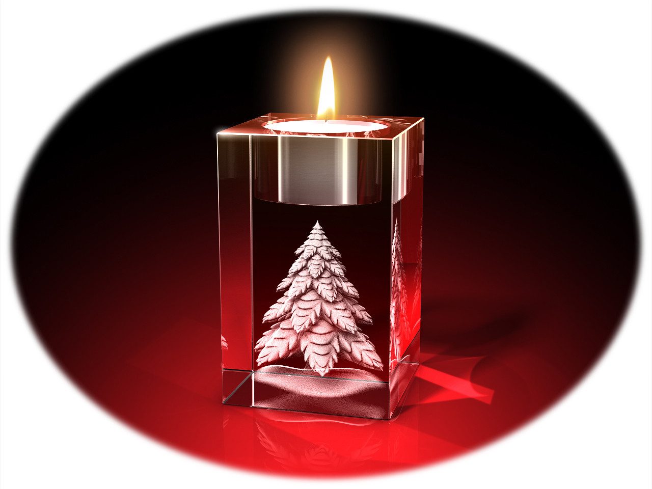 GLASFOTO.COM Настольные лампы Advents-Teelichthalter (einzeln), Weihnachten, Kristallglas, 3D-Motive (1), aus Kristallglas