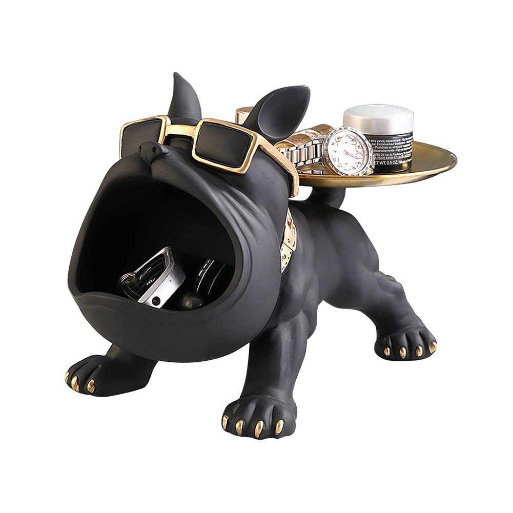 HYTIREBY Tierfigur Französische Bulldogge Figur,Französische Bulldogge Schlüsselschale (1 St), Schmuck Aufbewahrungsbox Modern Skulptur Deko für Flur Wohnzimmer