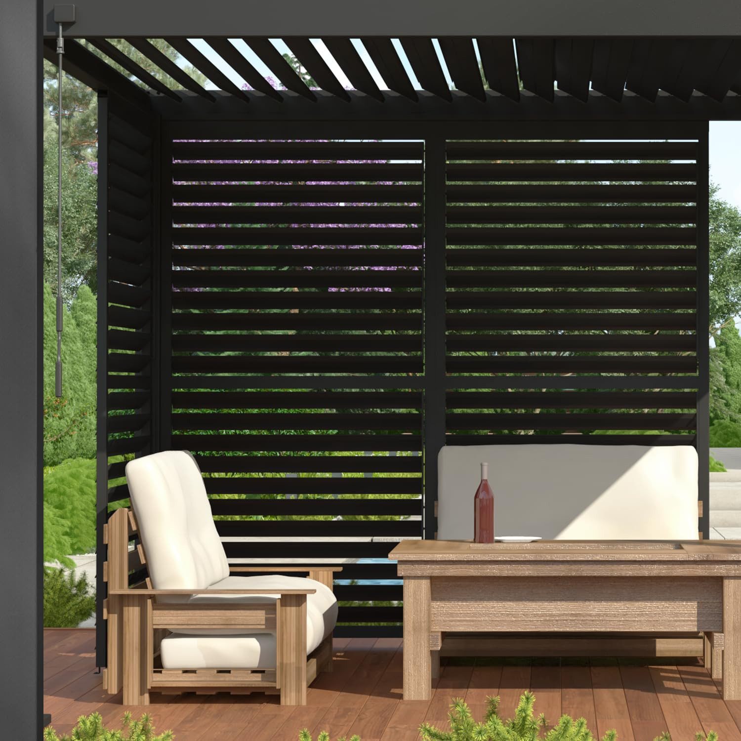 Mirador Pergola 1/3 Drehbare Lamellenwand 0.93m/1.23m, (Packung, 1-tlg), Aluminium Lamellenwand für Mirador 111DA Pergola Anthrazit