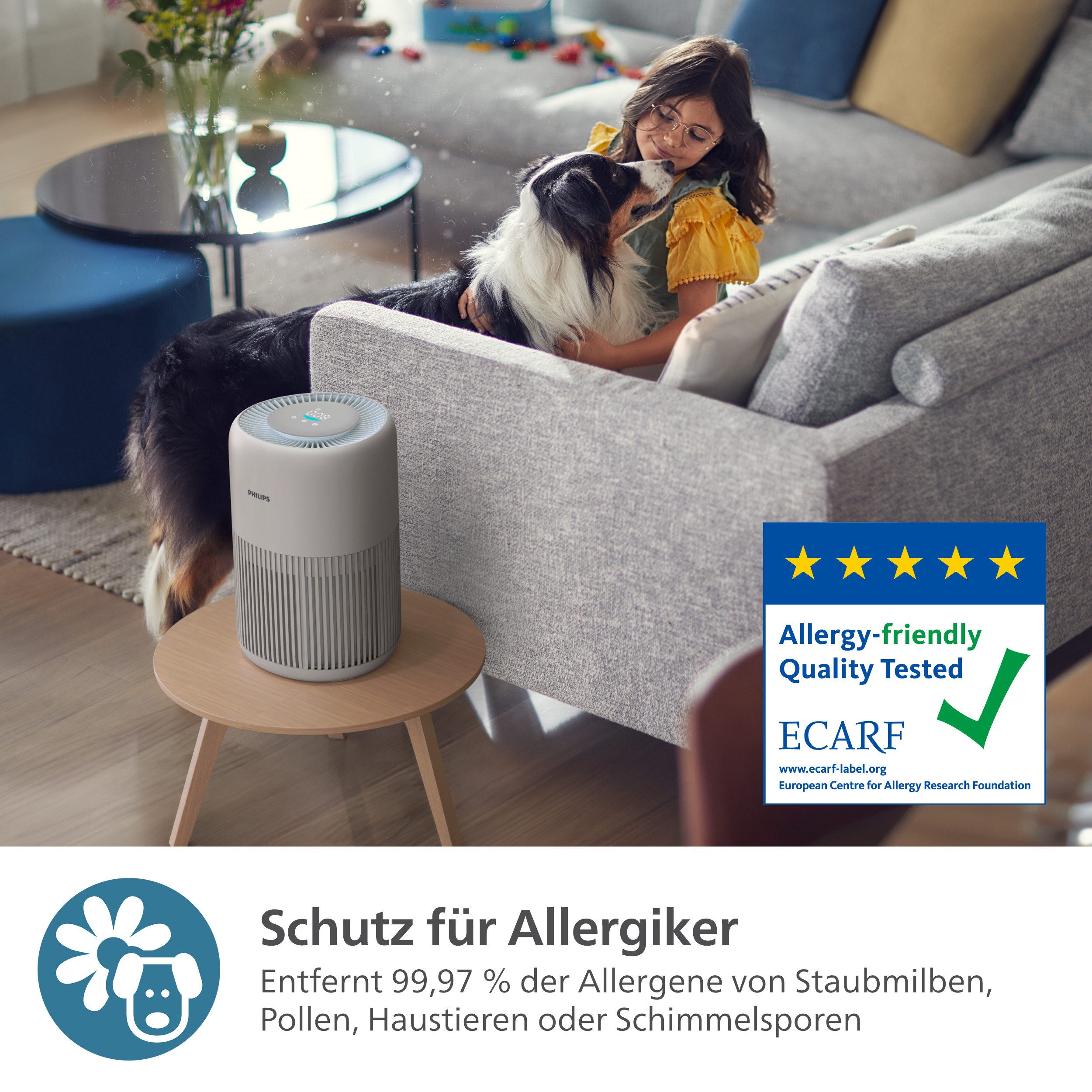 Philips Luftreiniger PureProtect Mini 900 Series, Luftreinigungsrate 250 m³/h, für 65 m² Räume, 2-Schichten-HEPA-Filtersystem, leise, AC0920/10