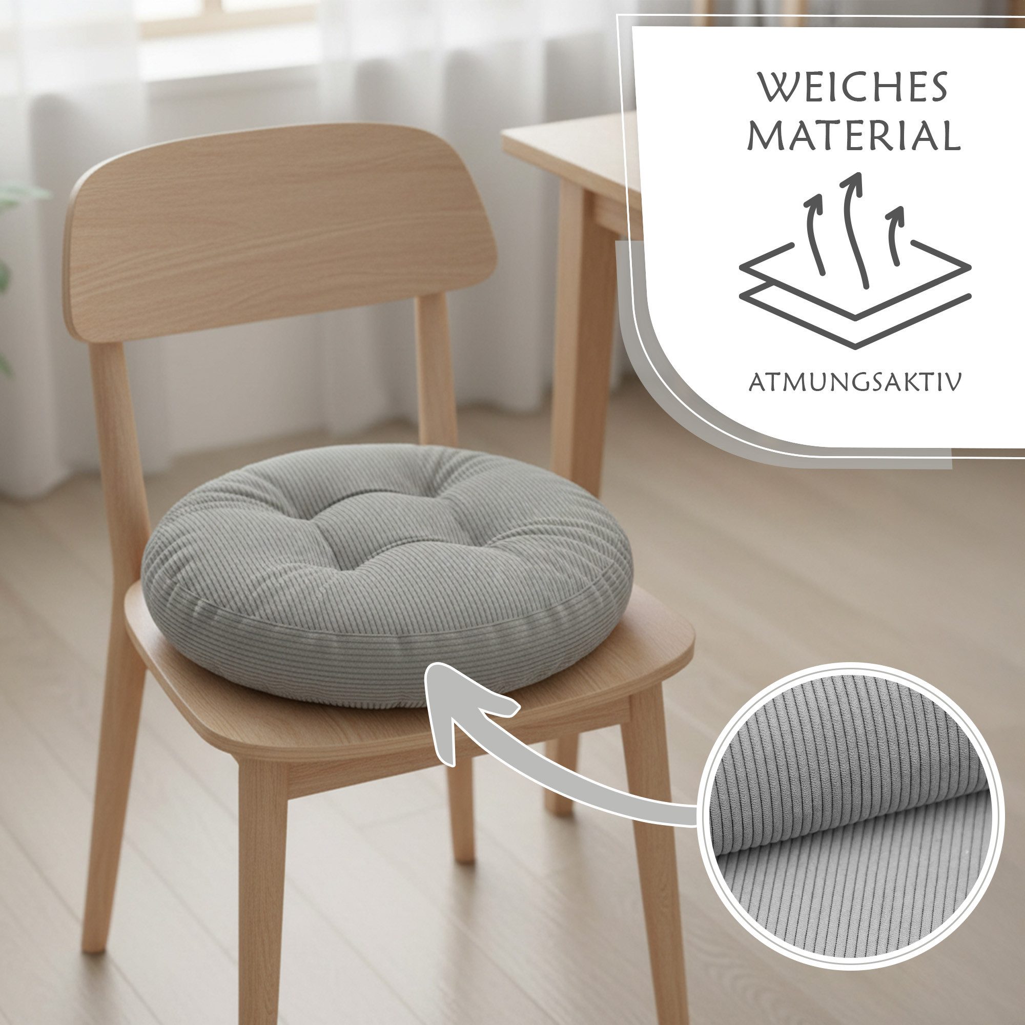 Amazinggirl Stuhlkissen Sitzkissen rund 40 cm Kissen Sitzpolster Sitzauflage Polster für Stuhl