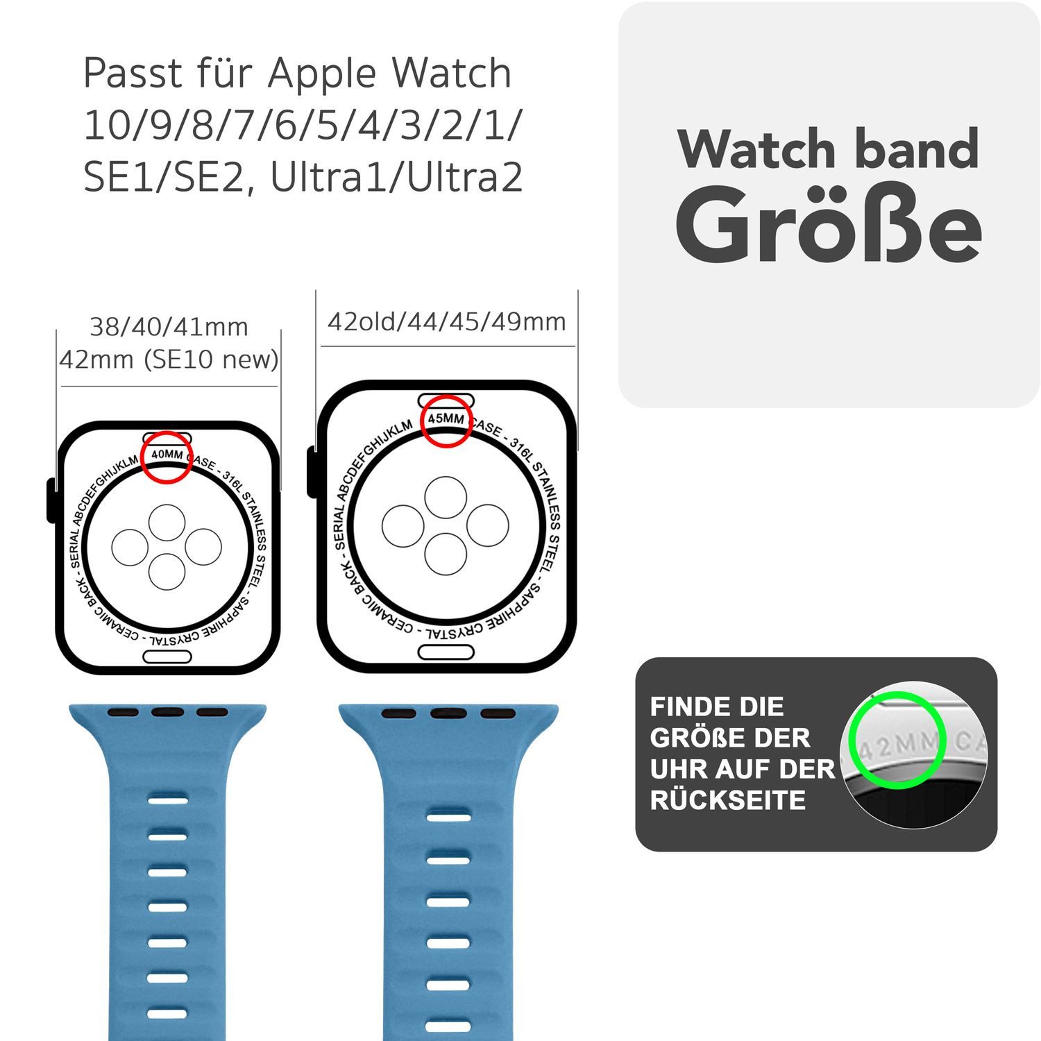 Nalia Smartwatch-Armband Apple Watch 38mm/40/41/42(Serie 10), Silikon Ersat günstig online kaufen