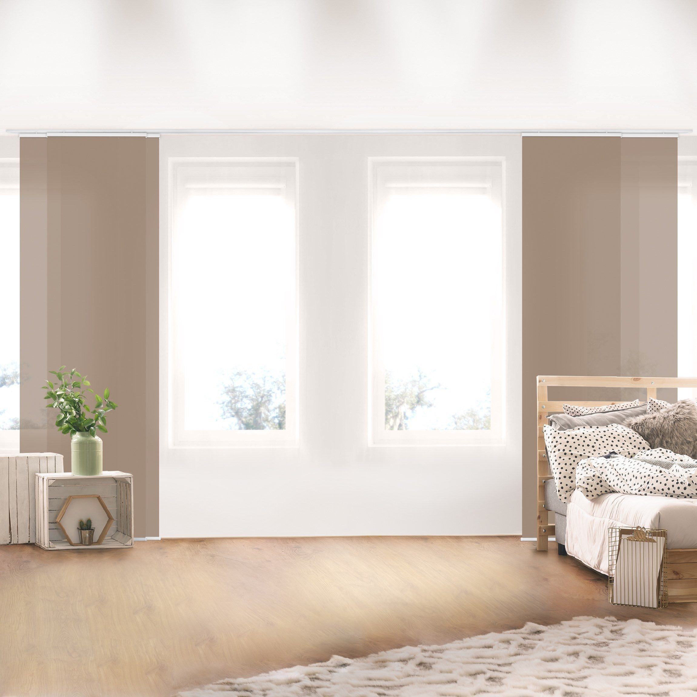 Bilderdepot24 Schiebegardine modern Flächenvorhang blickdicht Mocca, günstig online kaufen