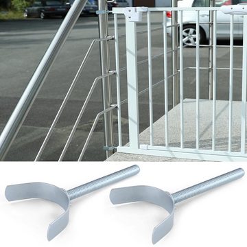 RAMROXX Treppenschutzgitter Absperrgitter Treppenschutz Metall weiß + Y Halter 115 -128cm 77cm