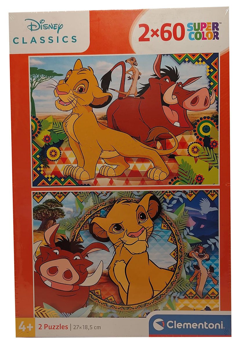Clementoni® Puzzle Clementoni Disney Klassiker Der König der Löwen Puzzle 2x60 Teile Set, 120 Puzzleteile