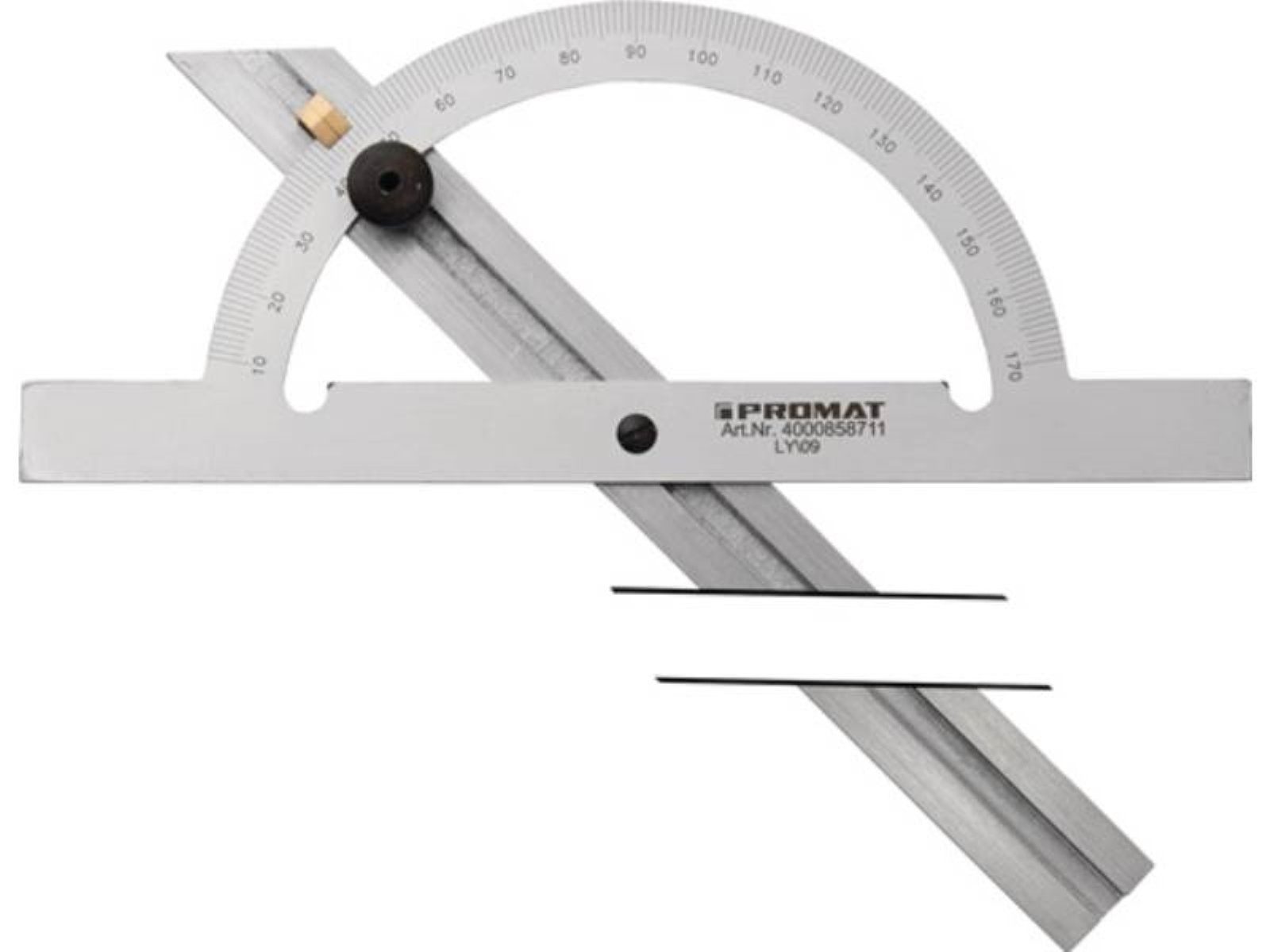 PROMAT Winkelmesser Winkelmesser mit Gradbogen-D.100mm in Schienen-L.150mm L ganzer PROMAT