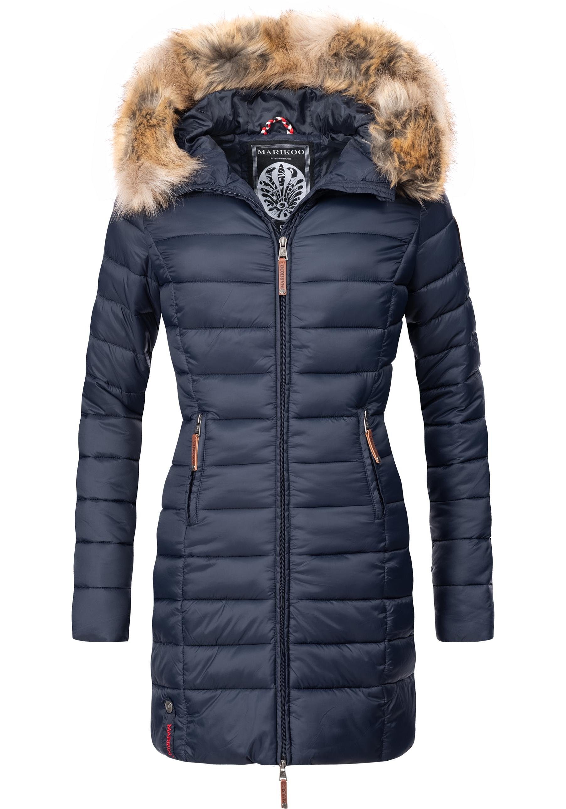 Marikoo Steppmantel "Rose-Stepp", zeitloser Winterparka mit großer Kunstfel günstig online kaufen