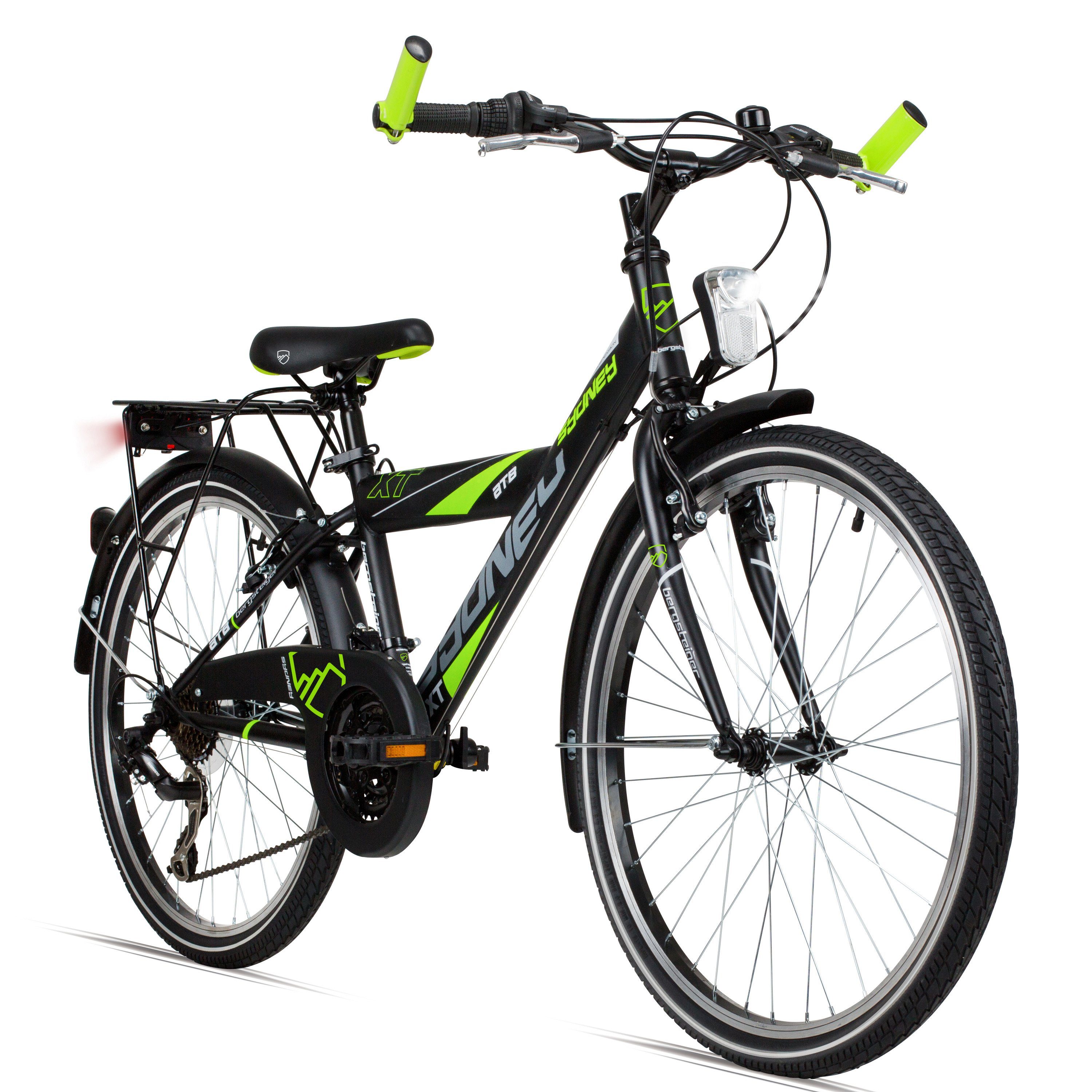 bergsteiger Kinderfahrrad Sydney 20, 24 Zoll, 6 - 9 Jahre, StVZO, Mädchen, Jungen, 18 Gang Shimano Tourney RD-TY300 Schaltwerk, Kettenschaltung, V-Bremsen, Dynamo